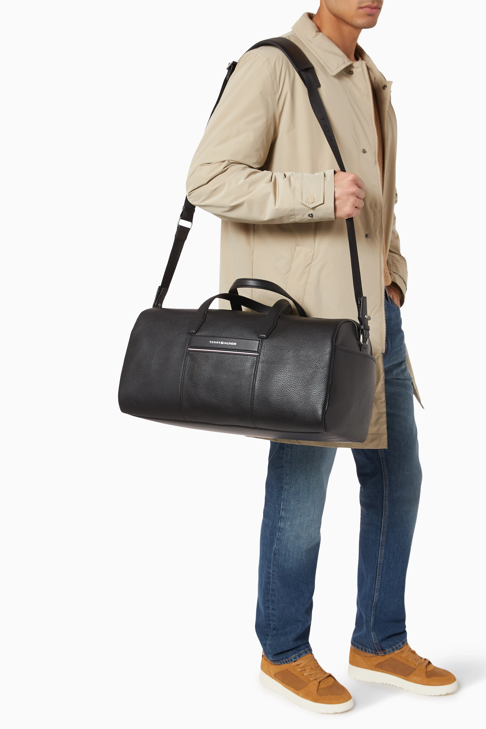 Buy Tommy Hilfiger Black Corporate Duffel Bag in Faux Leather for