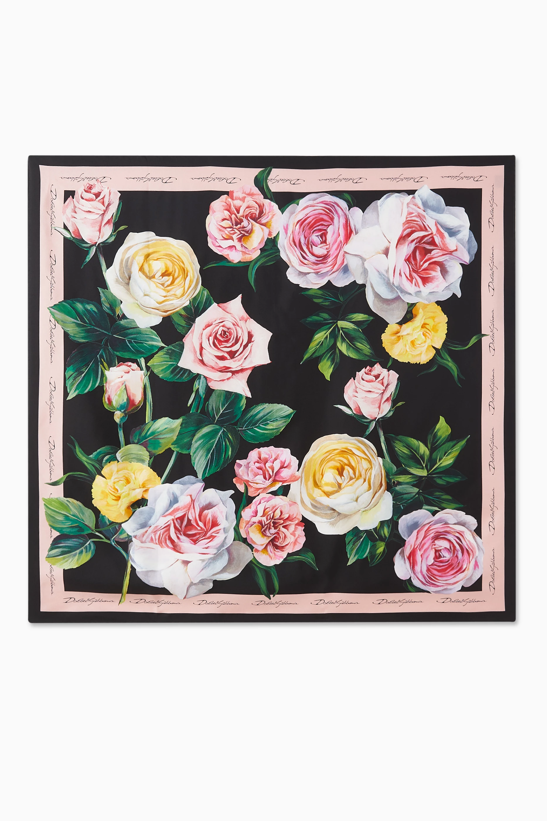Buy Dolce Gabbana Black Floral-print Scarf in Silk Twill for