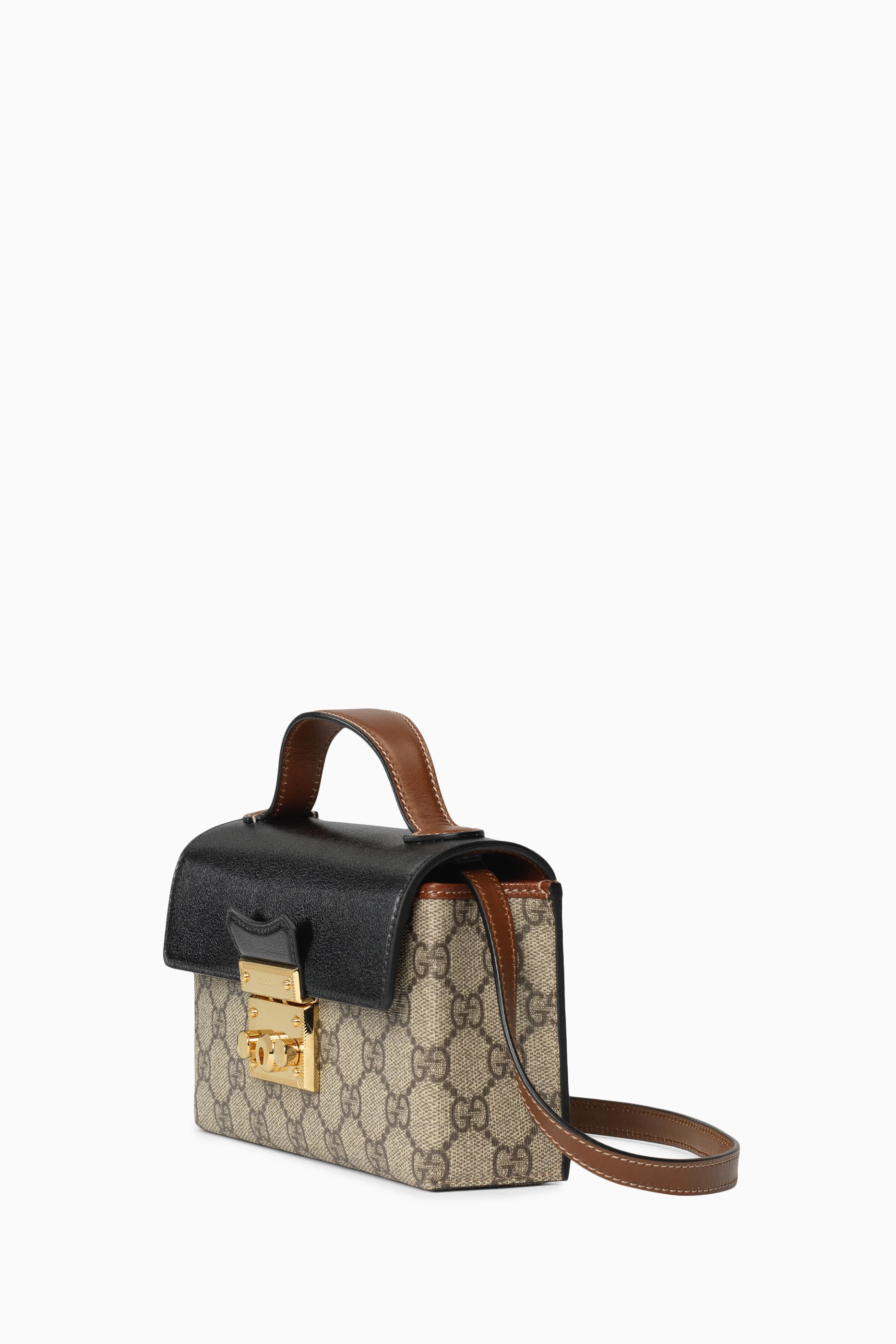 Buy Gucci Black Mini Padlock Bag in GG Supreme Canvas for Women