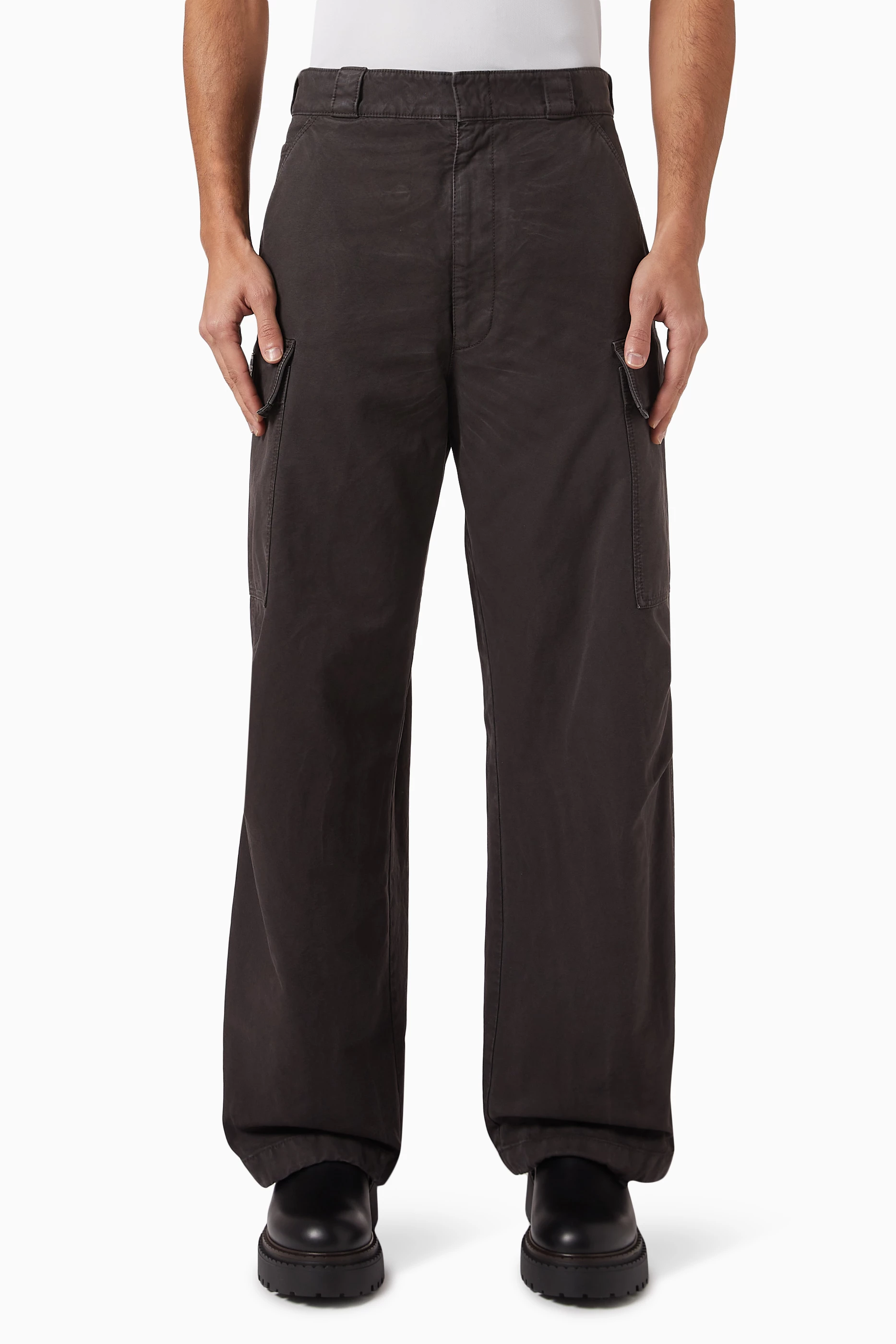 Buy Prada Black Garment-dyed Cargo Pants in Canvas for Men Online