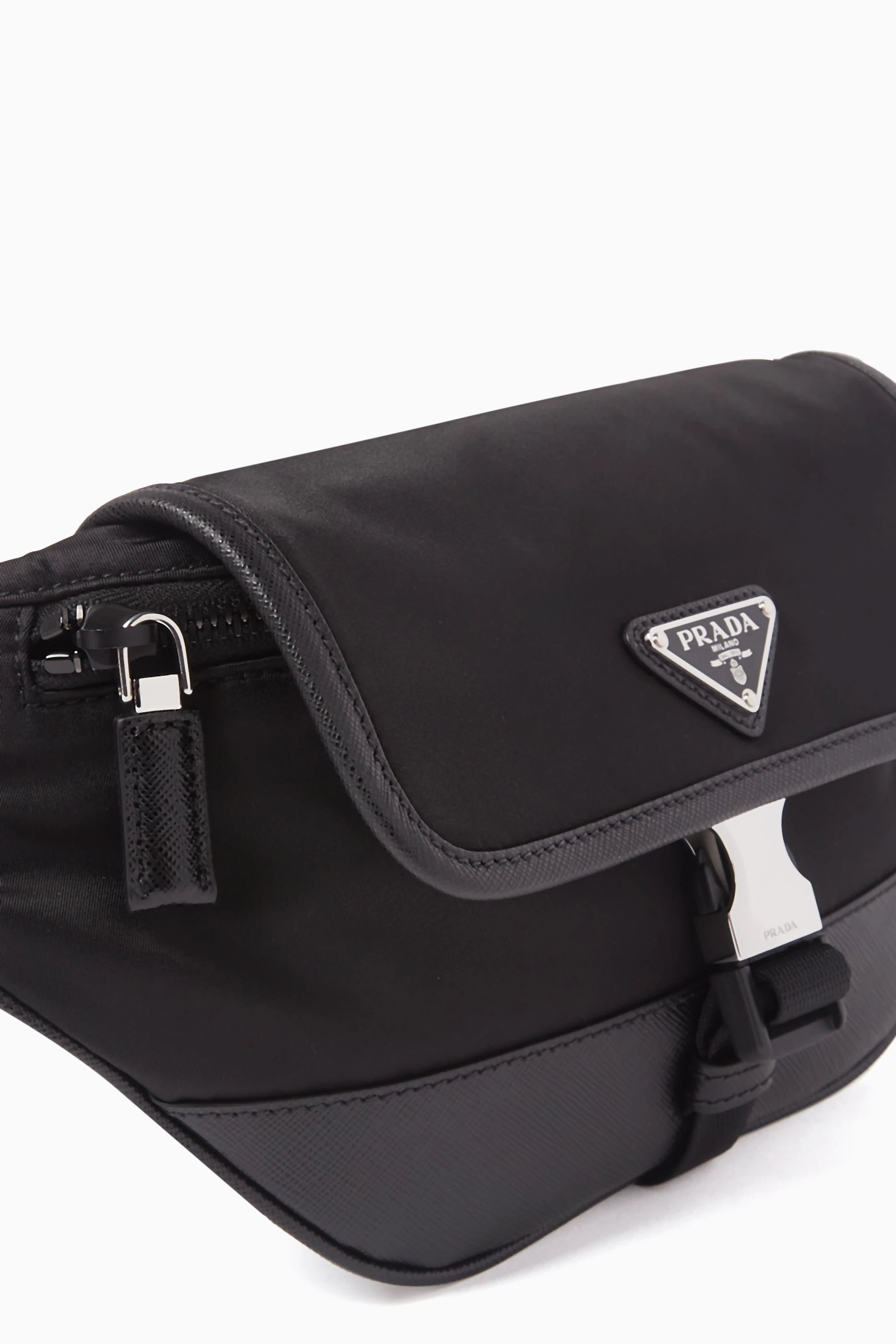 Buy Prada Black Triangle Logo Belt Bag in Re-nylon