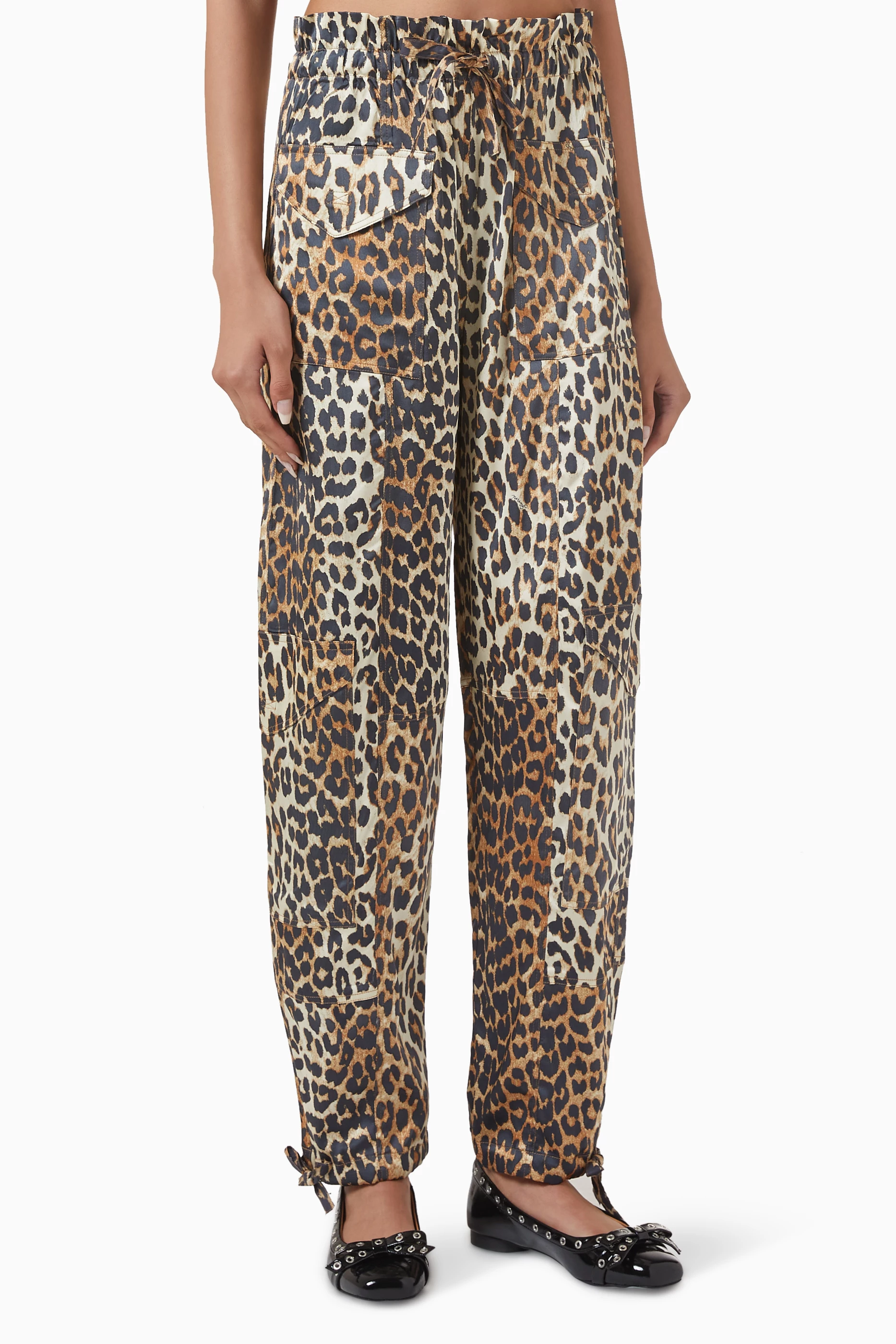 Buy Ganni Multicolour Leopard-print Pants in Satin for Women