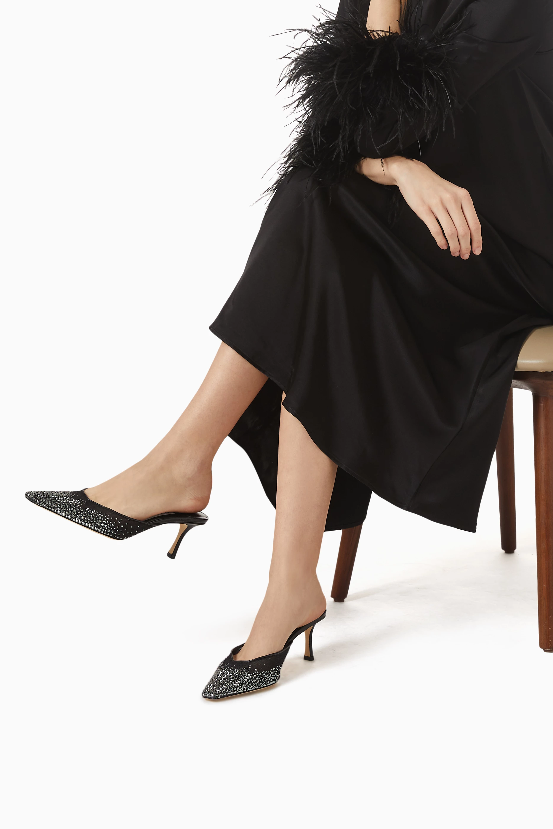 【関税込み】jimmy choo Vivi' sabots Vivi 65 | Black Crystal Mesh Mules | JIMMY CHOO