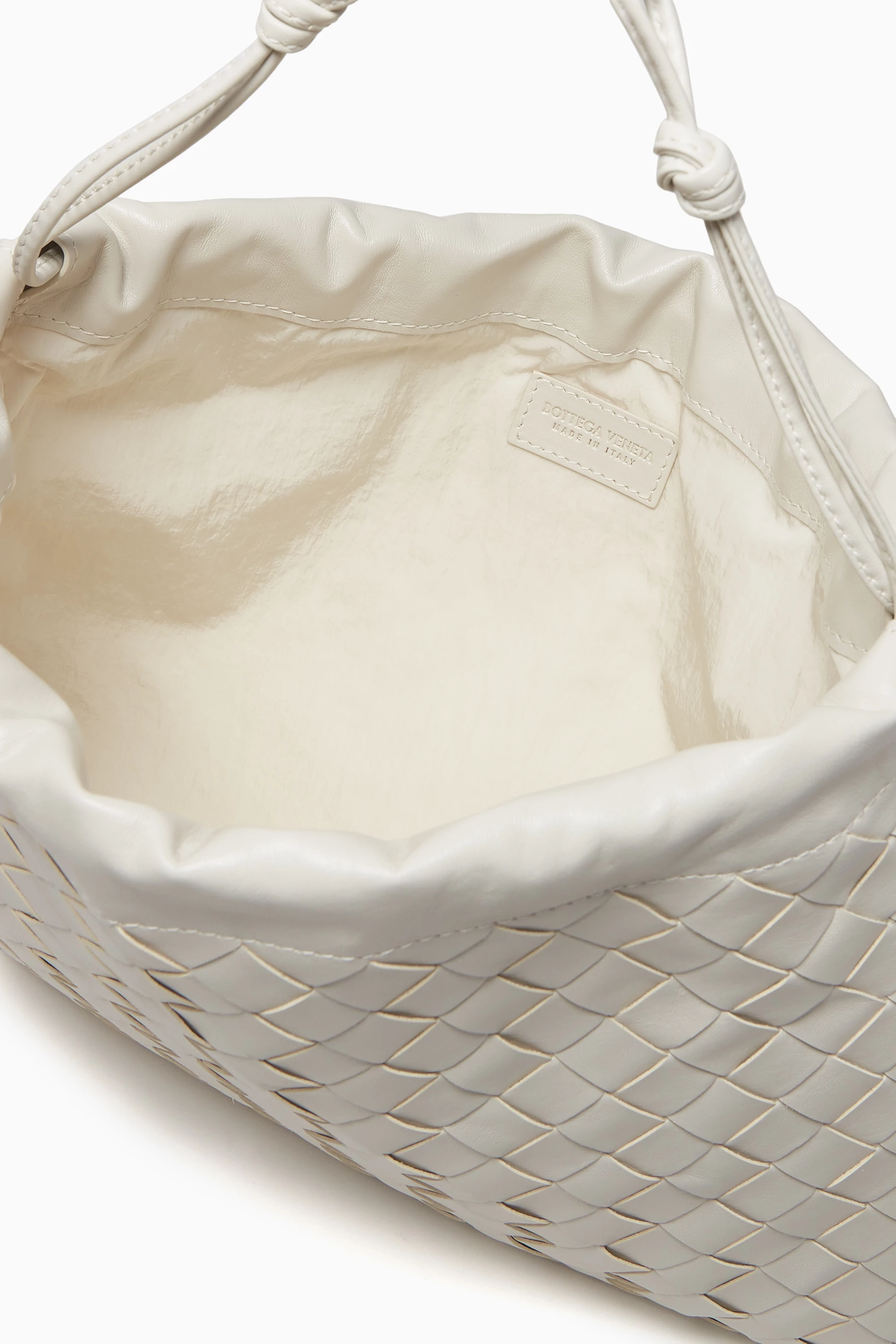 【BOTTEGA VENETA】 Medium Dustbag White Buy Bottega Veneta White Medium Dustbag in Intrecciato