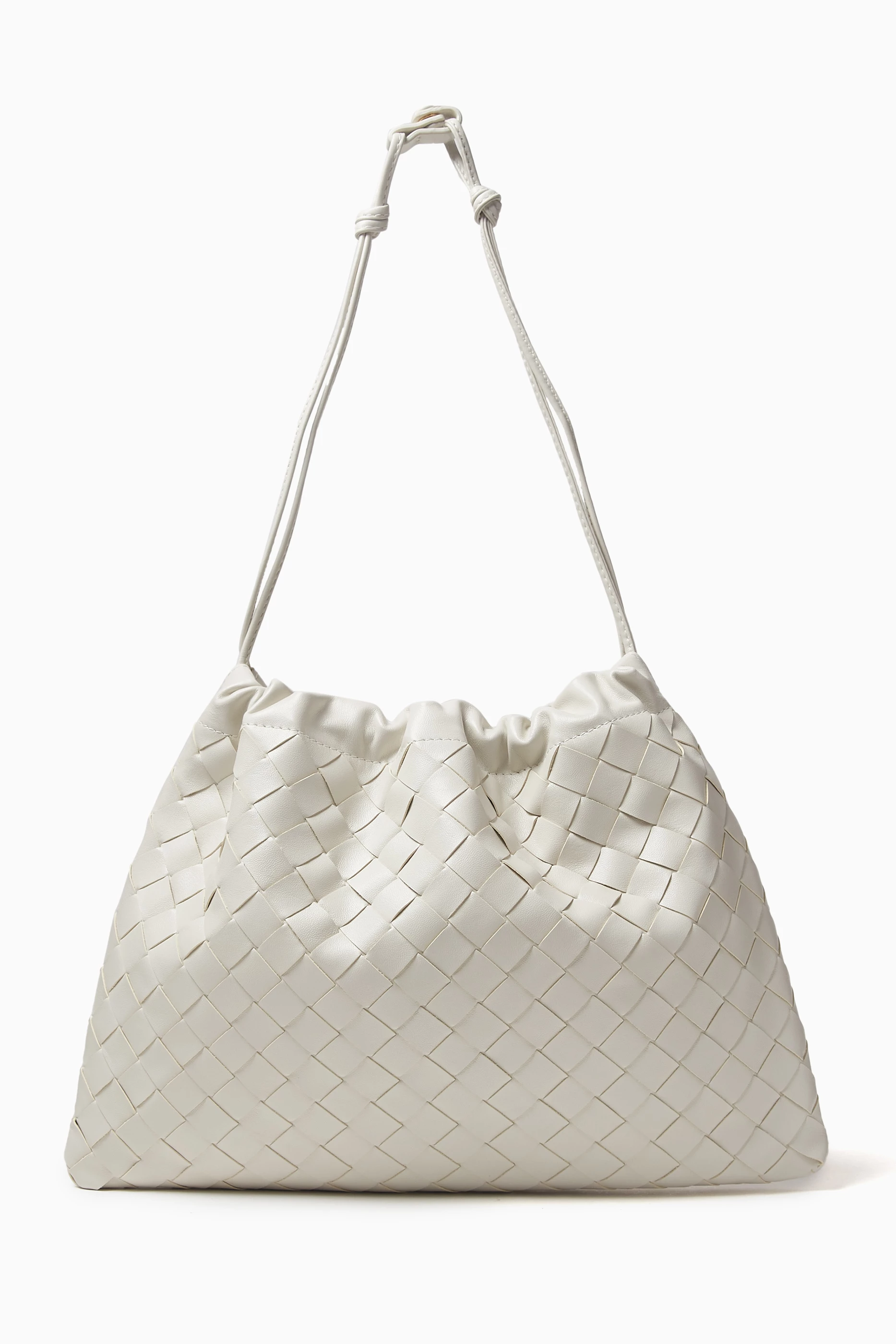 【BOTTEGA VENETA】 Medium Dustbag White Buy Bottega Veneta White Medium Dustbag in Intrecciato
