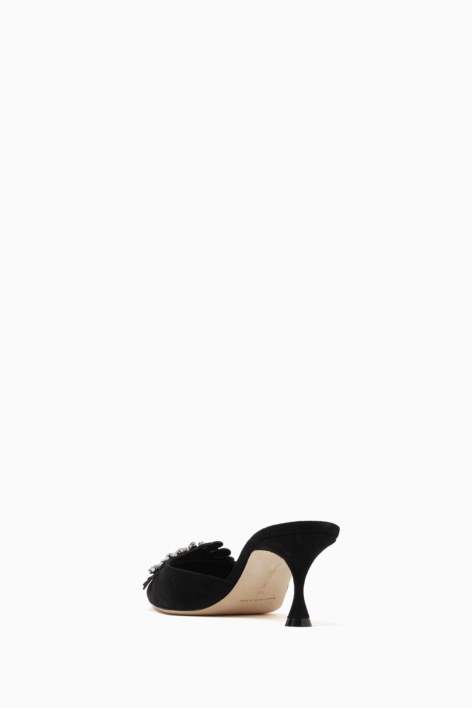 Buy Manolo Blahnik Black Shogmu 50 Mules in Suede for Women Online