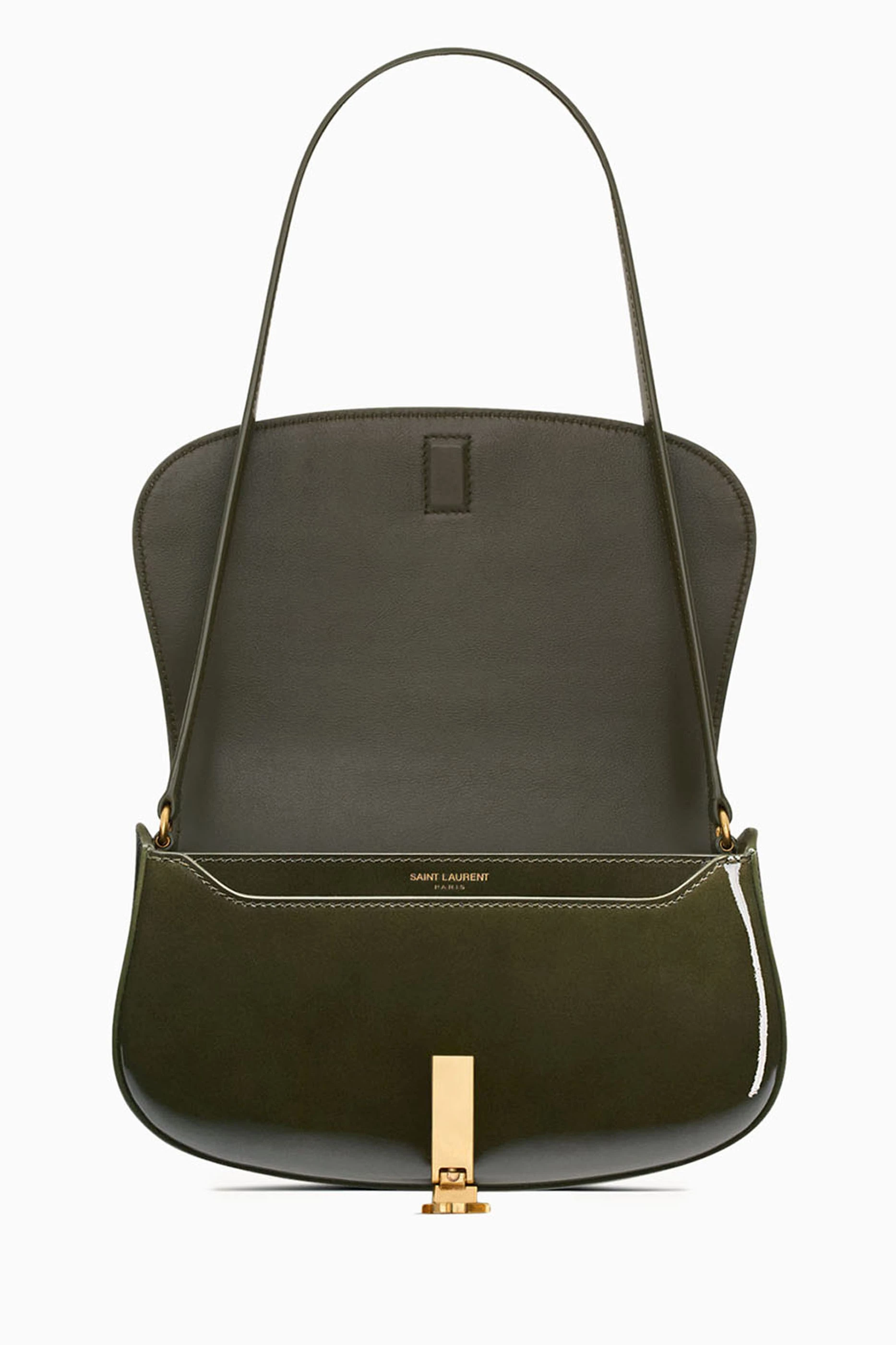 Buy SAINT LAURENT Green Mini Voltaire Shoulder Bag in Patent