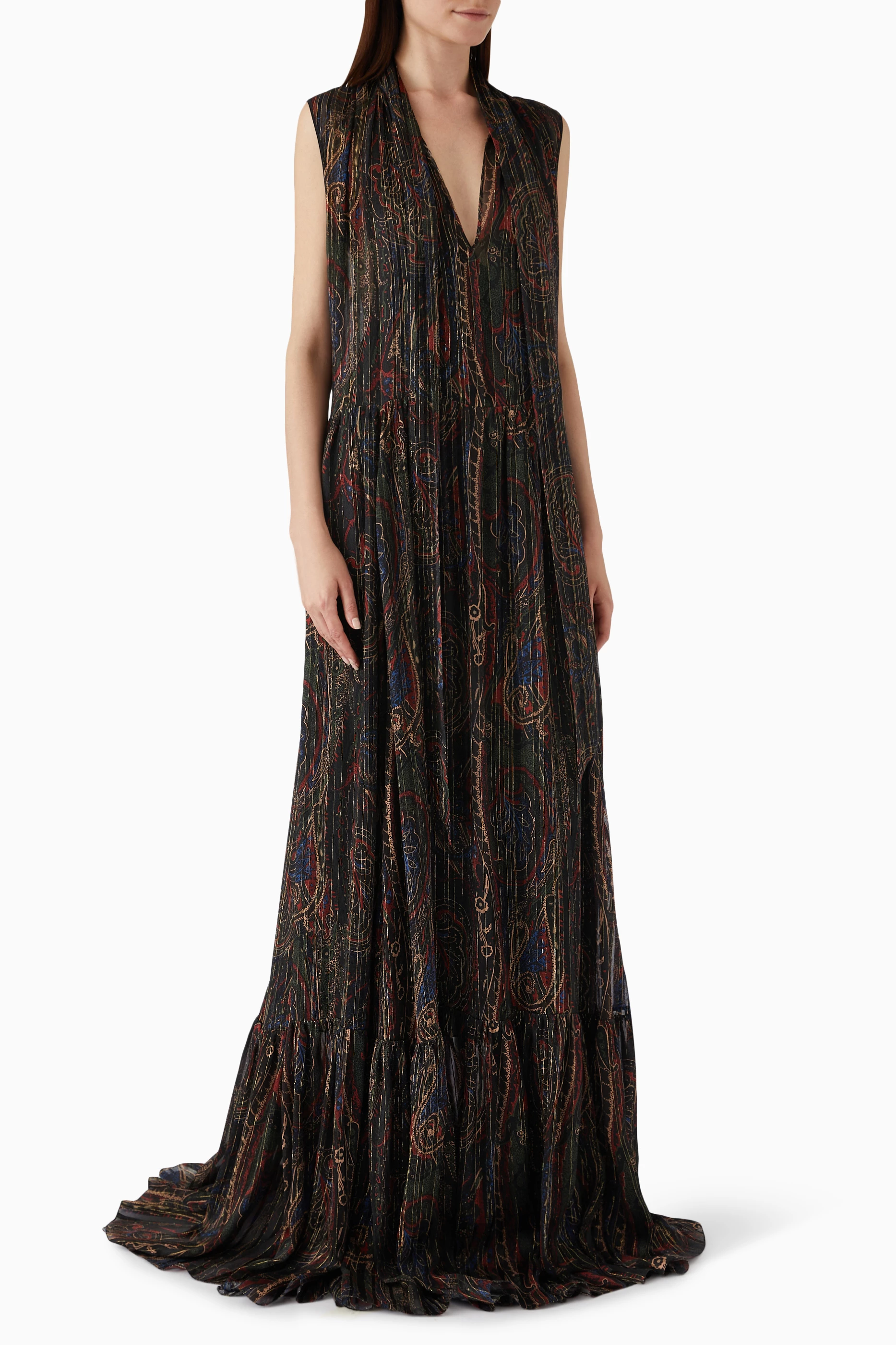 【関税込み】saint laurent LONG VISCOSE DRESS Saint Laurent Black Viscose Long Dress | italist