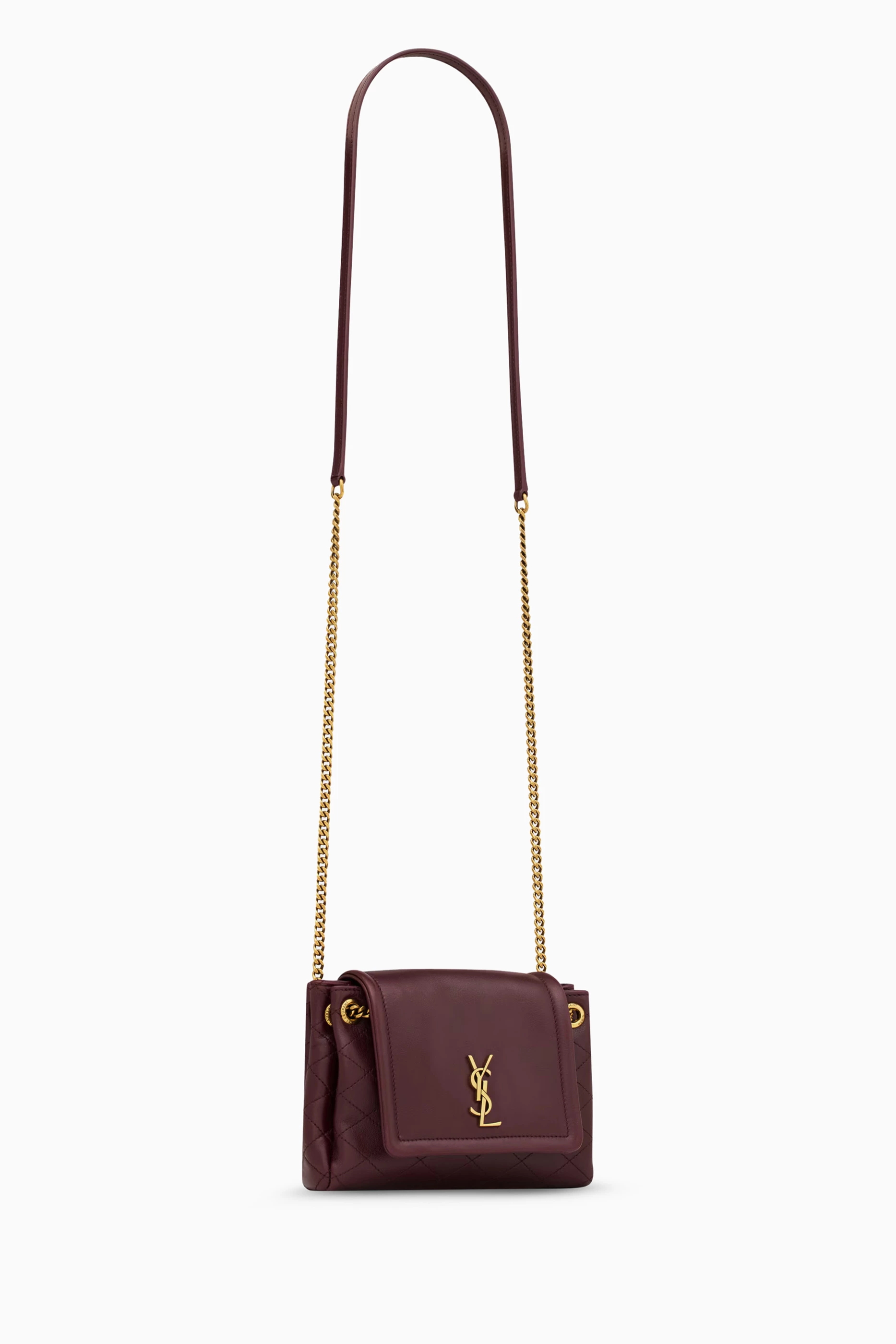 Buy SAINT LAURENT Red Mini Nolita Shoulder Bag in Lambskin