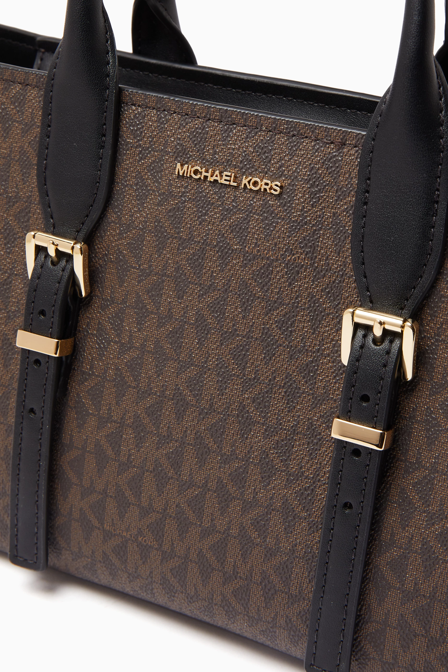 Buy Michael Kors Brown Small Moore Logo Tote Bag in Coated