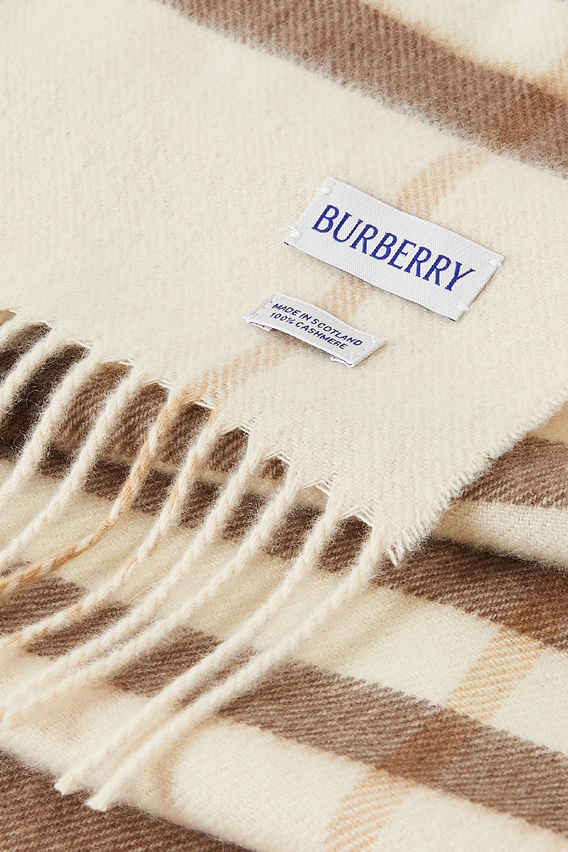 Buy Burberry Neutral Giant Check Scarf in Cashmere for Women