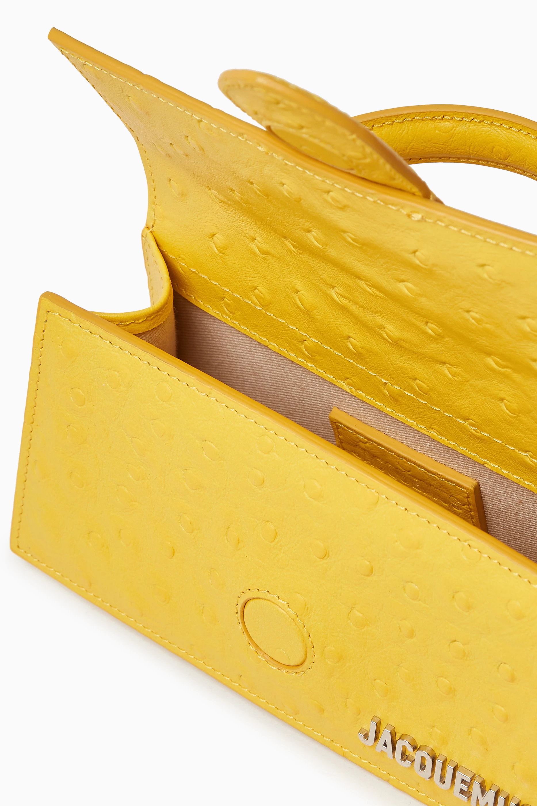 Buy Jacquemus Yellow Mini Le Bambino Tote Bag in Ostrich