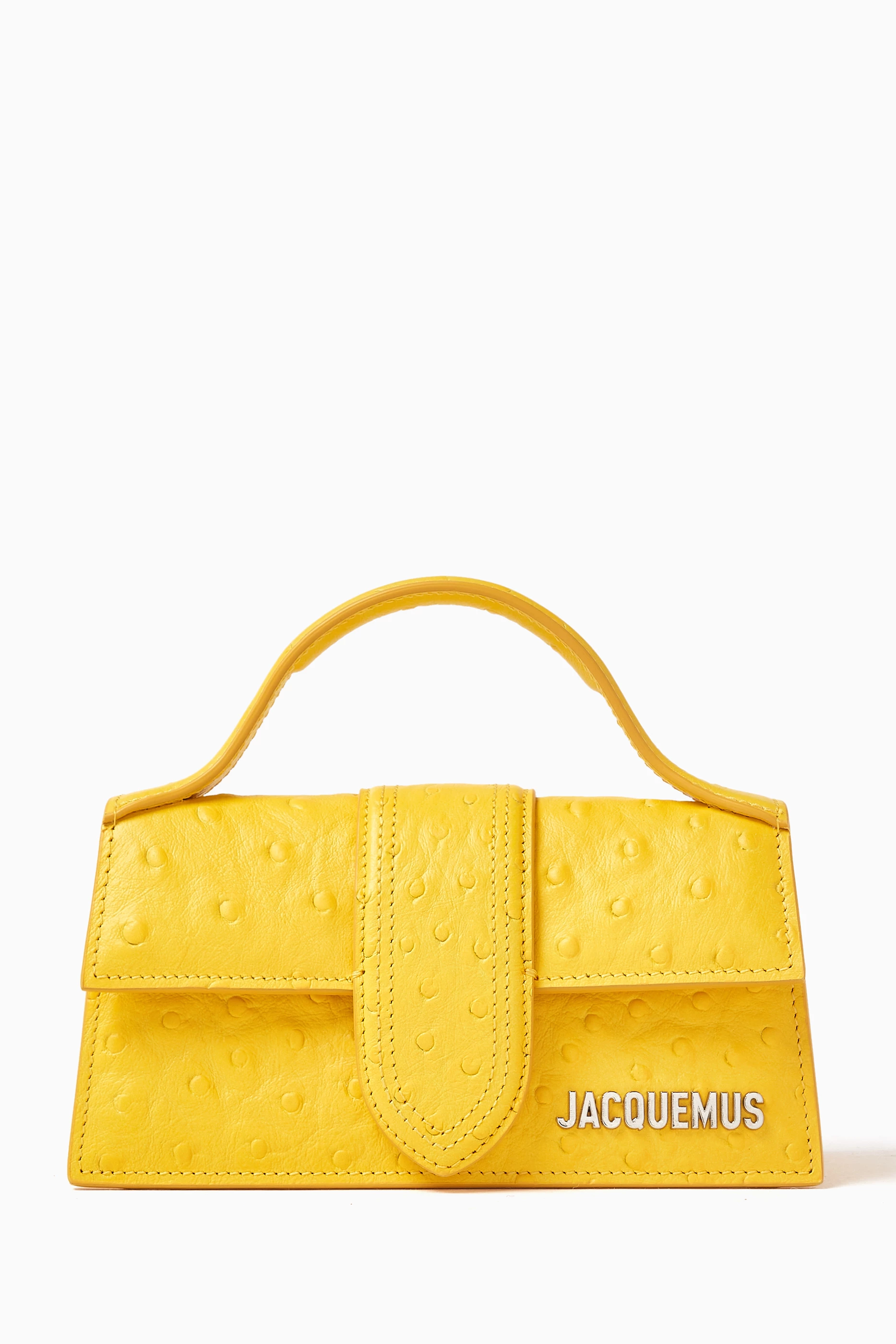 Buy Jacquemus Yellow Mini Le Bambino Tote Bag in Ostrich