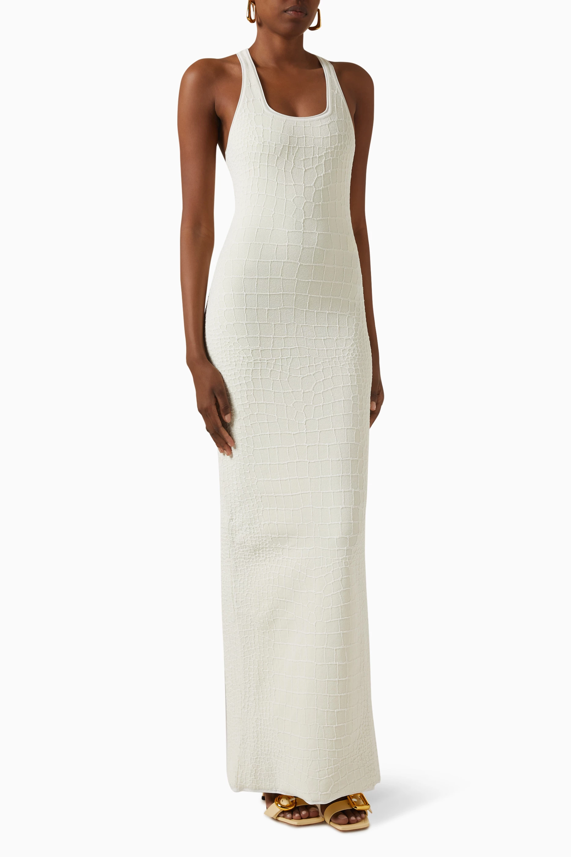 【JACQUEMUS】OFF-WHITE THE SCALA MAXI DRESS JACQUEMUS WOMEN-CLOTHING LONG DRESSES The Scala dress