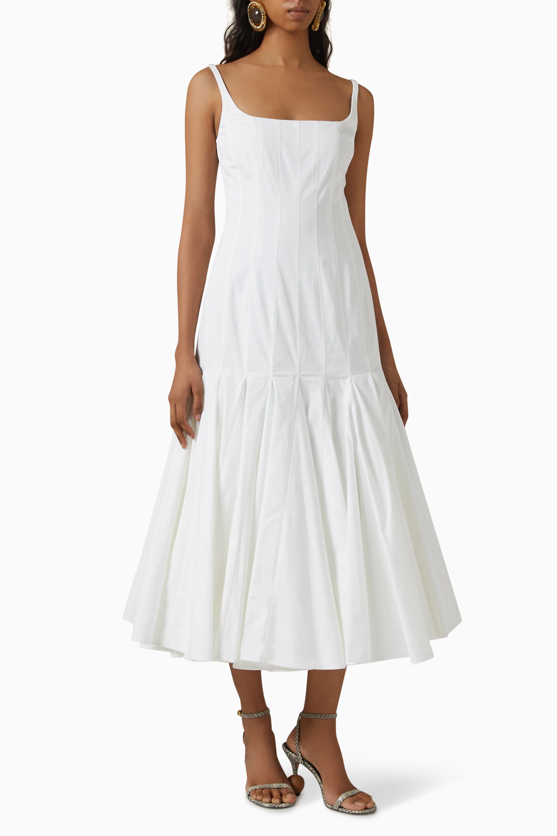 Buy Jacquemus White La Robe Agave Midi Dress in Poplin for