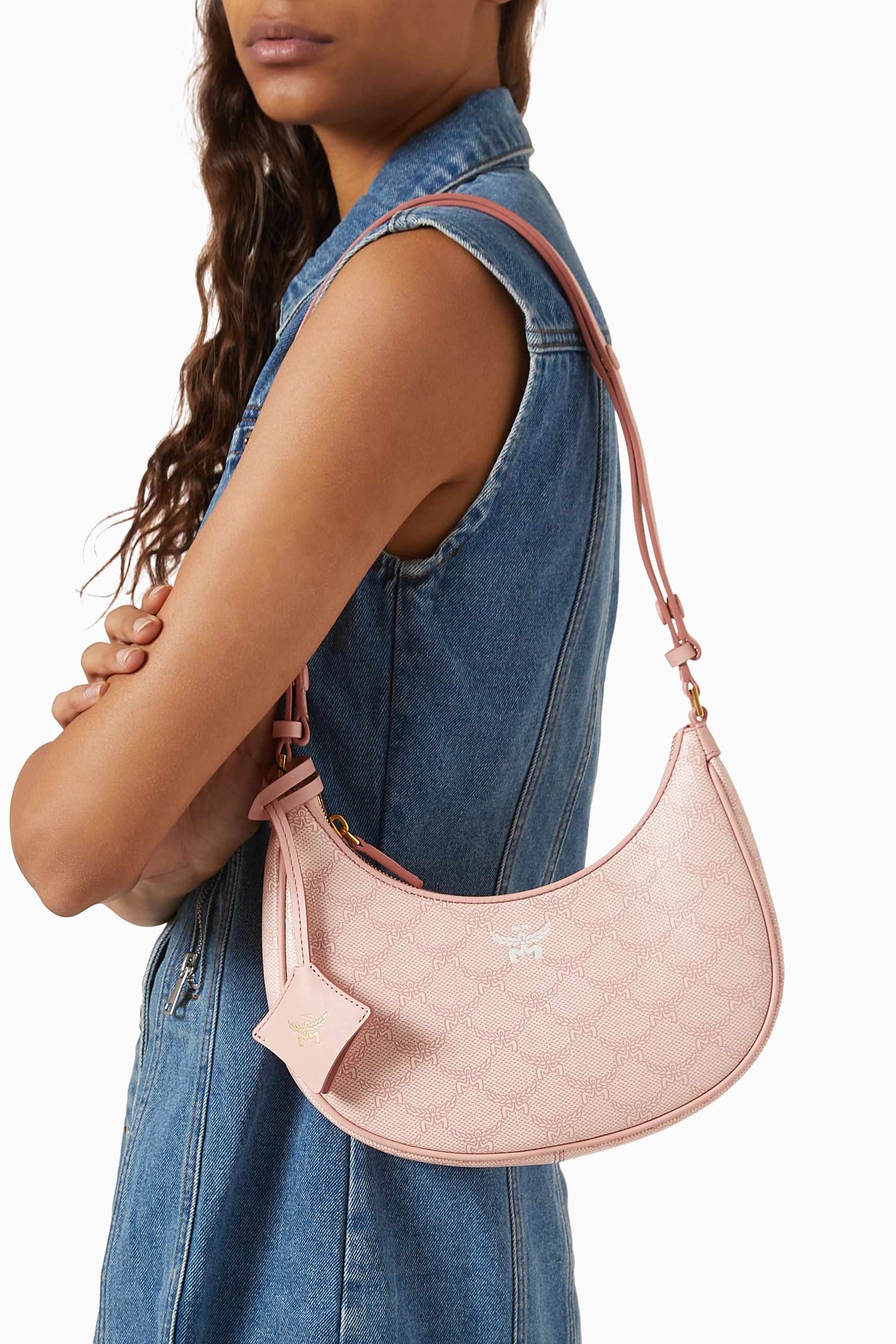 Buy MCM Pink Small Himmel Ascending Moon Hobo Bag in