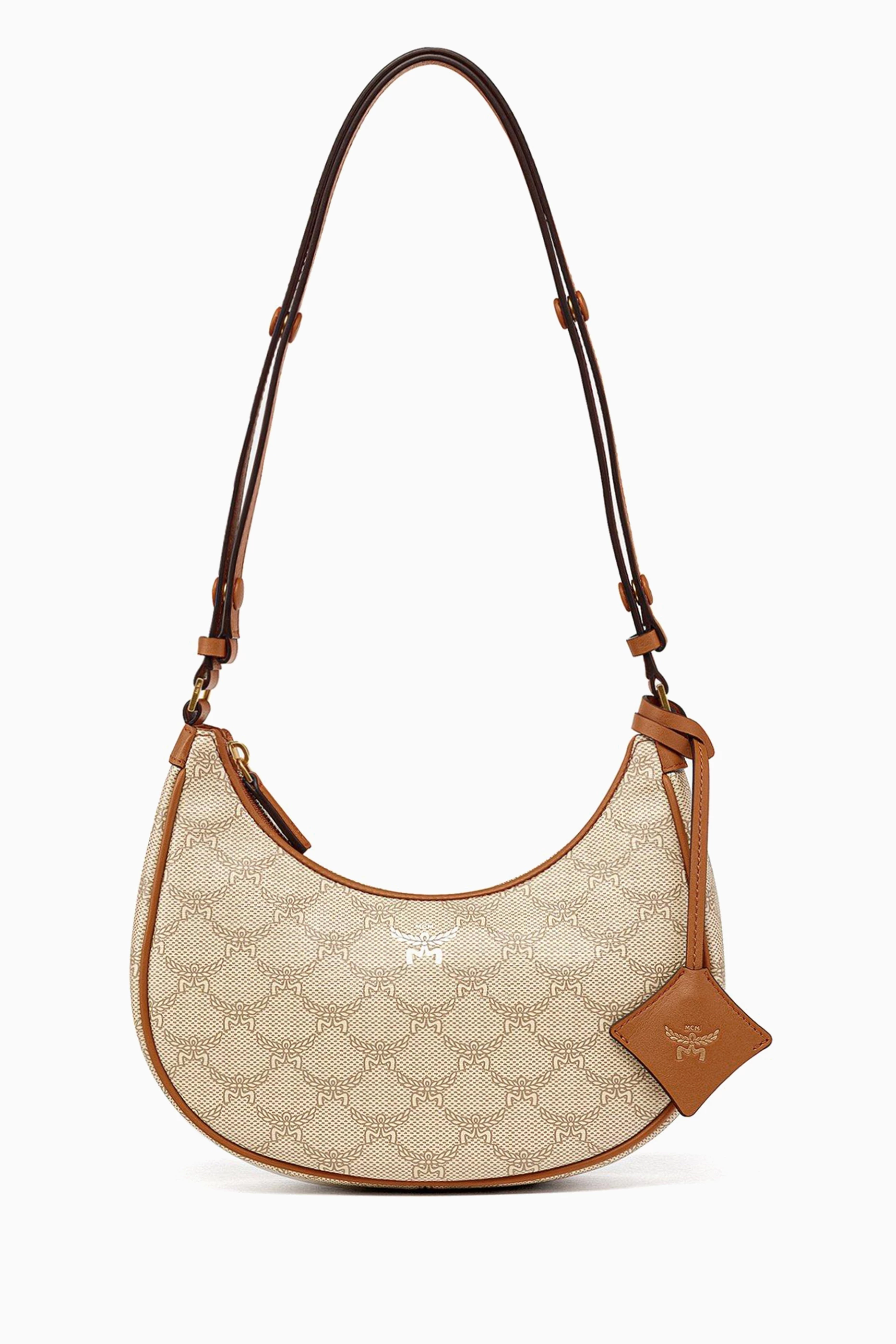 【MCM】Himmel Loretos Ascending Moon Hobo bag/全国送料込み Buy MCM Neutral Small Himmel Ascending Moon Hobo Bag in