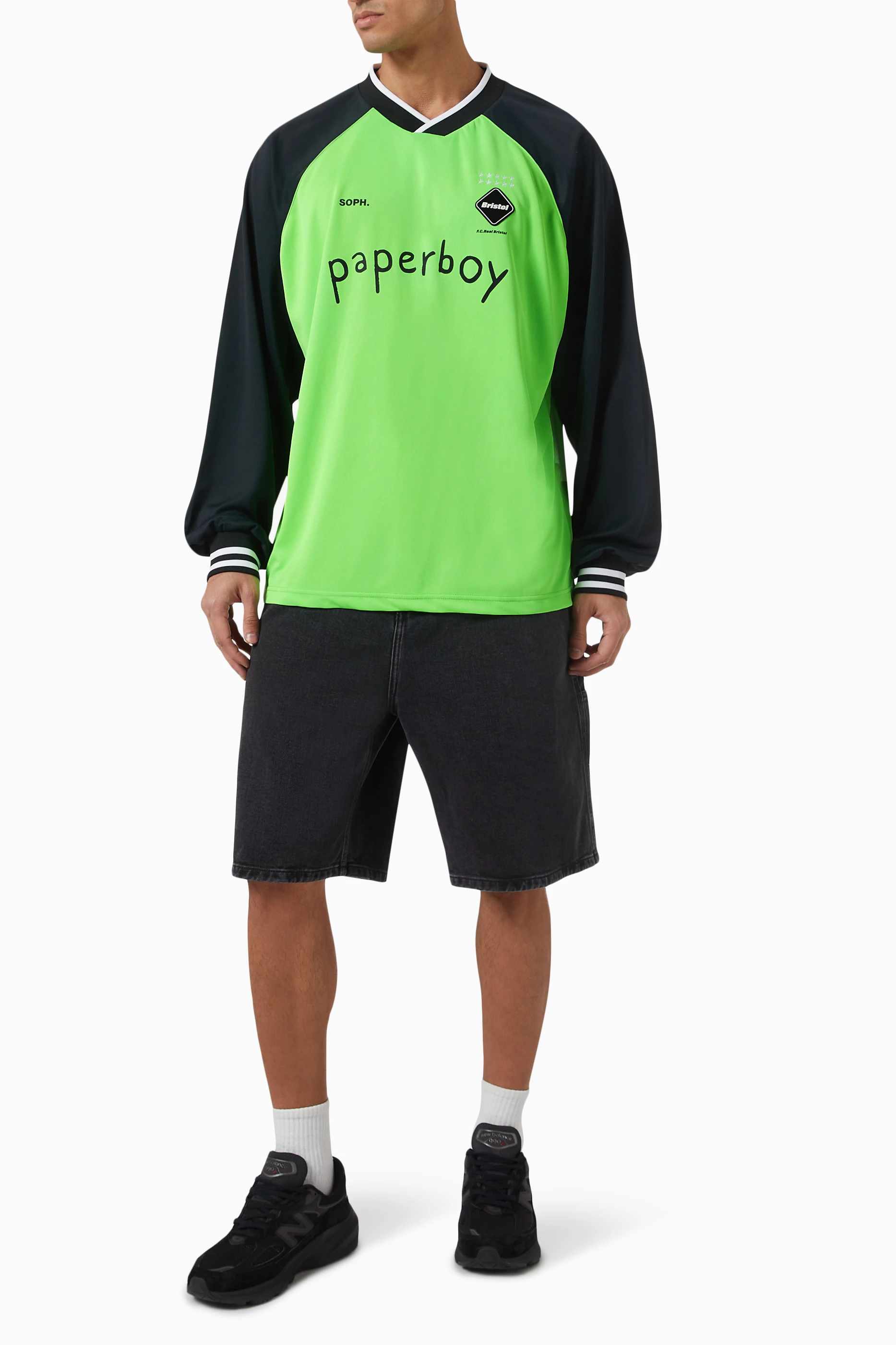 Buy Paperboy Green x FCRB Archive Long Sleeve Soccer Jersey T