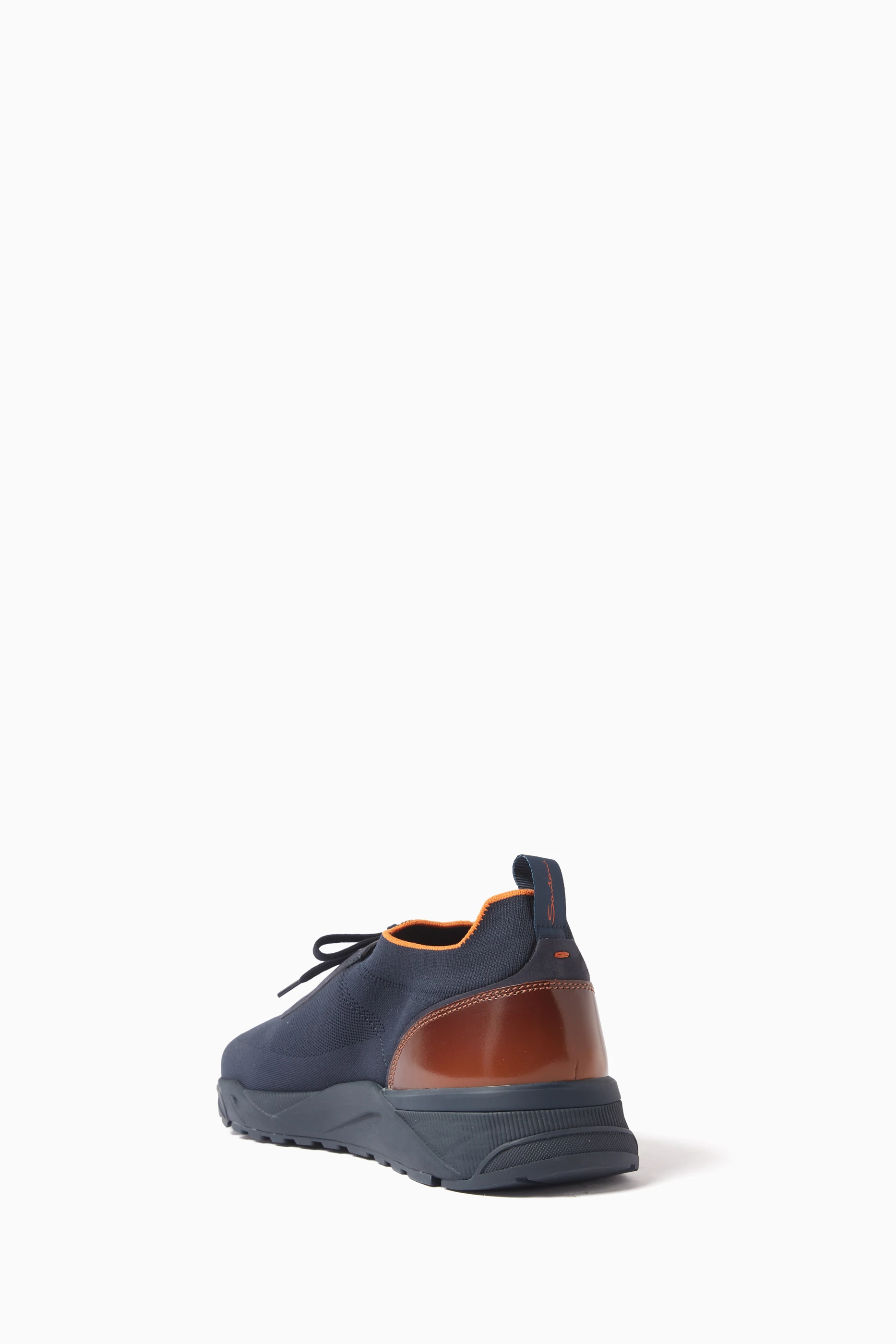 Buy Santoni Blue Flin Sneakers in Technical-knit & Leather