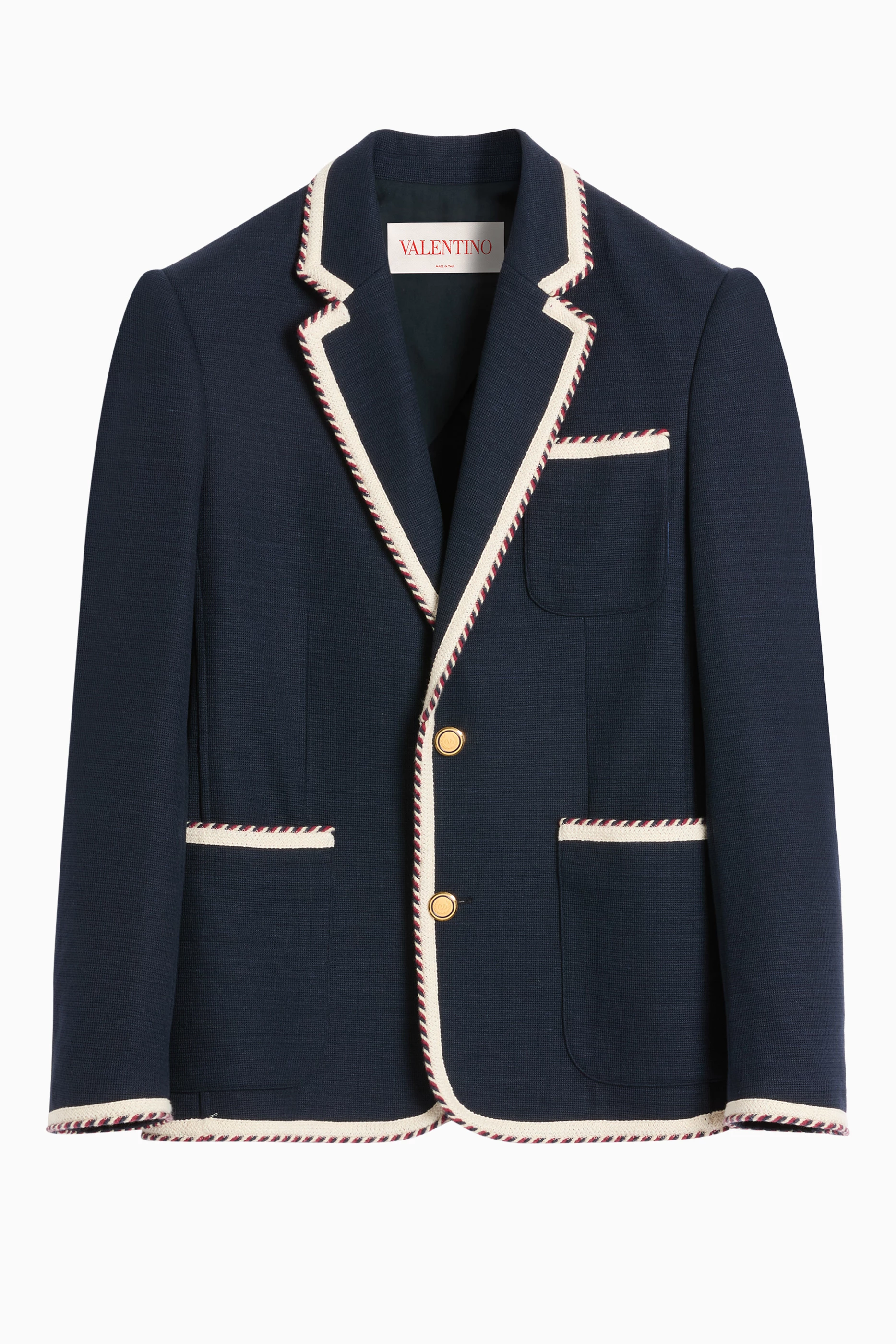 【関税＆送料込み】Valentino Garavani Single-Breasted Navy Buy Valentino Garavani Blue Single-Breasted Jacket in Cotton