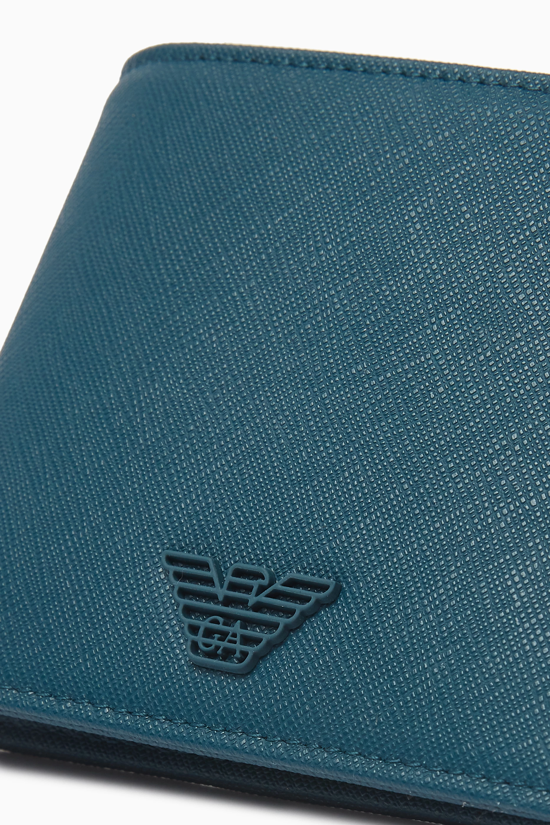 Buy Emporio Armani Blue Logo Bifold Wallet in Saffiano Leather for