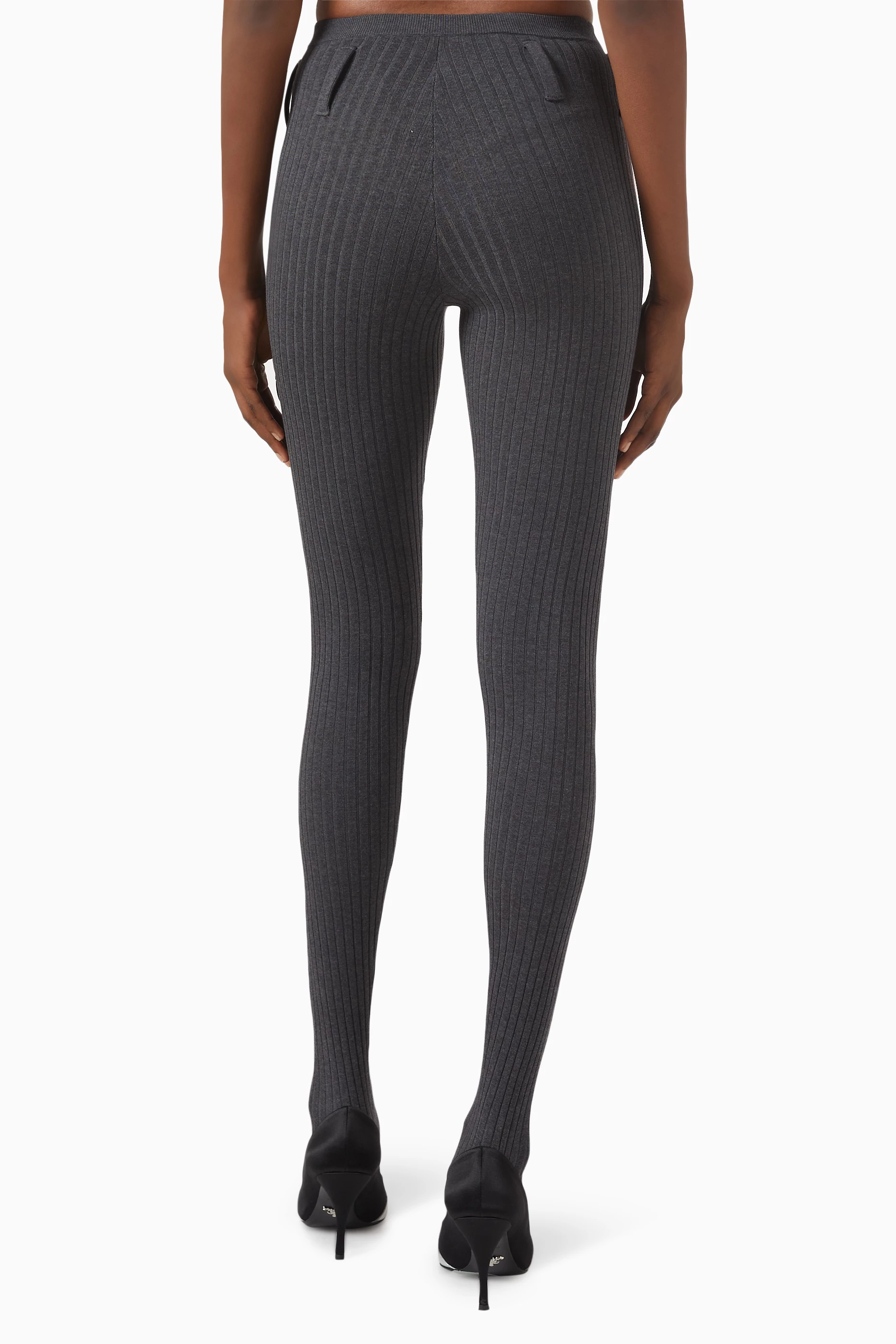 Buy Prada Grey Rib-knit Tights in Cotton for Women Online