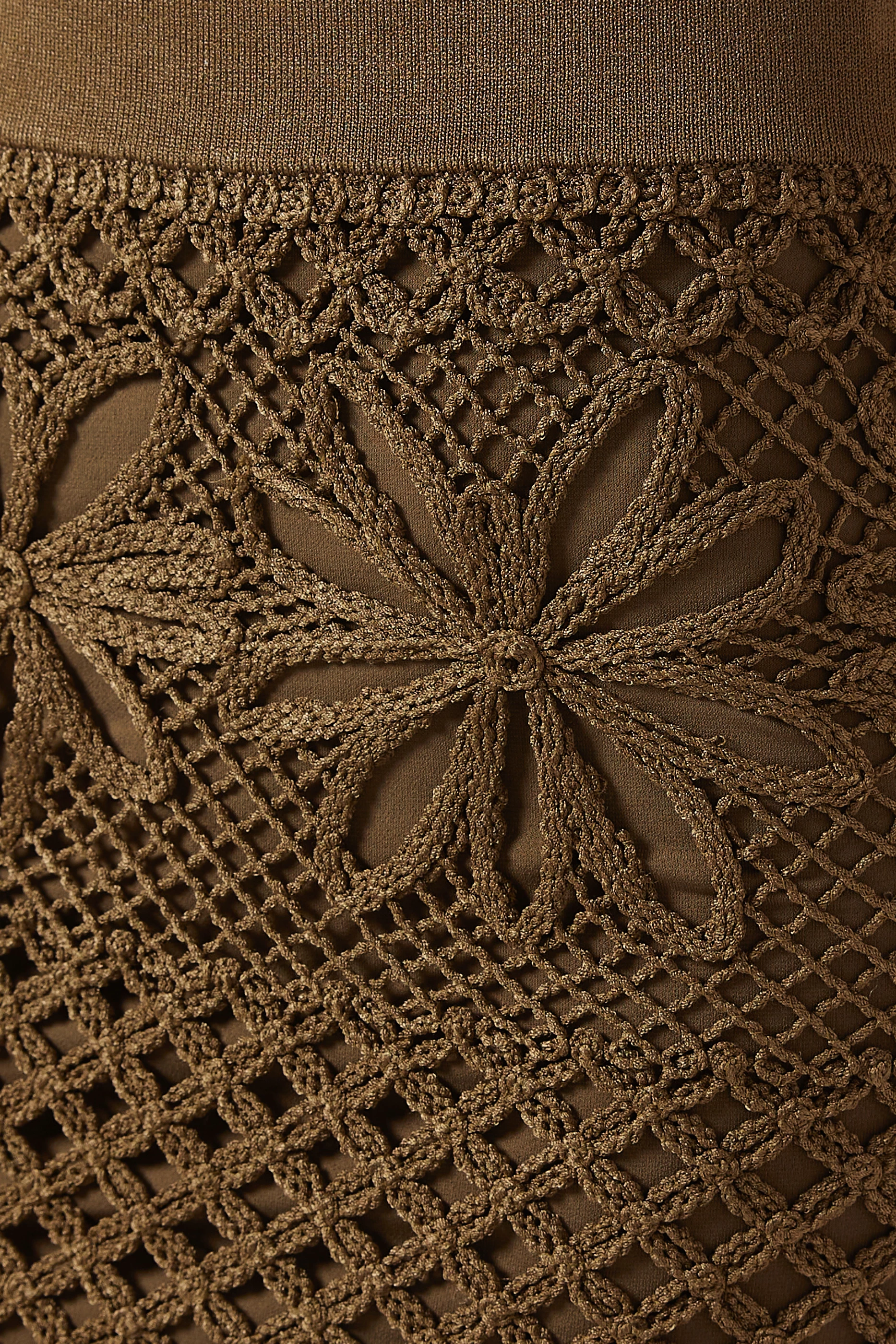 Buy PINKO Green Crispo Midi Skirt in Crochet for Women