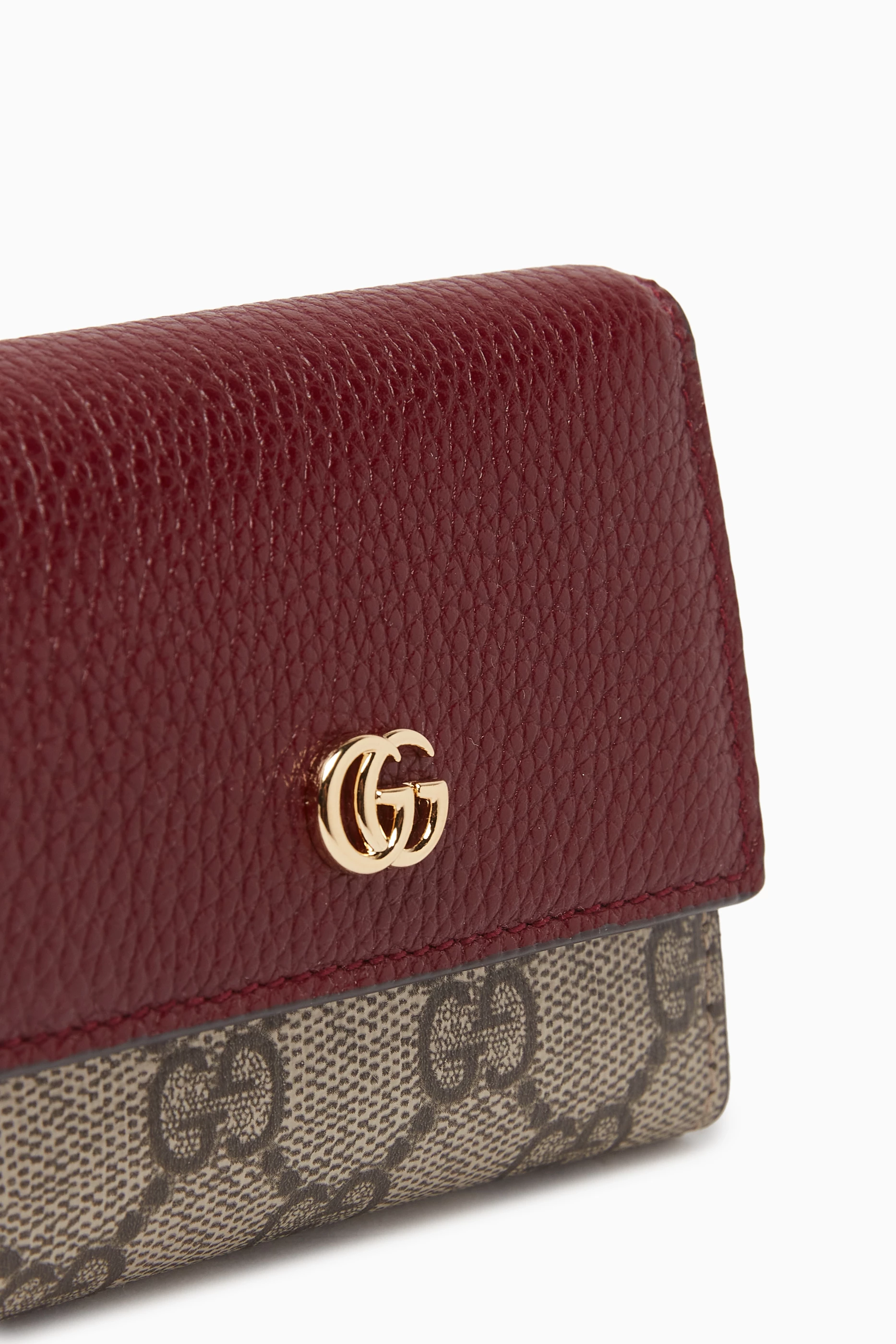 Buy Gucci Burgundy GG Marmont Mini Wallet in Leather Canvas for