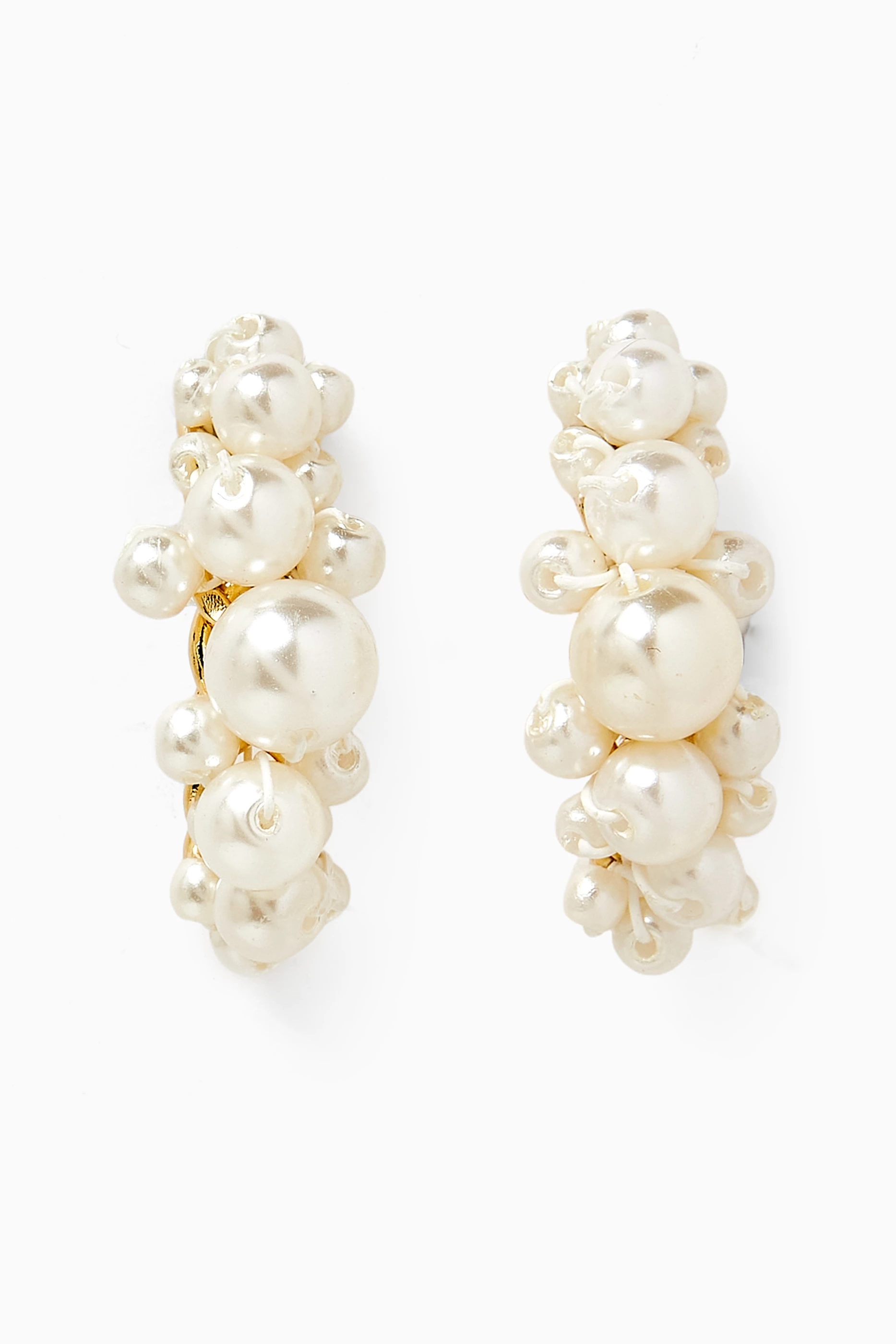 Buy Shashi White Cluster Pearl Stud Cuff Earrings in 14kt