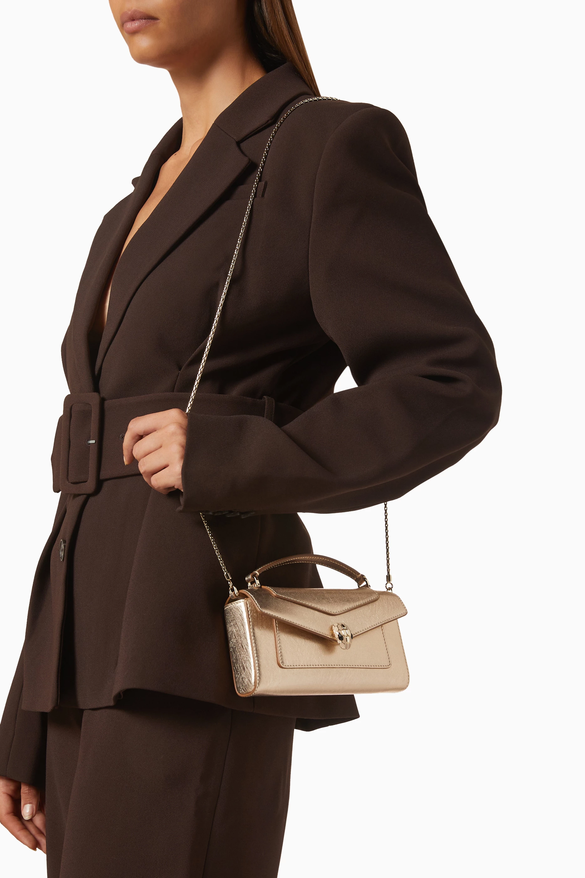 Buy BVLGARI Gold Sea Phone Pouch in Leather for Women Online
