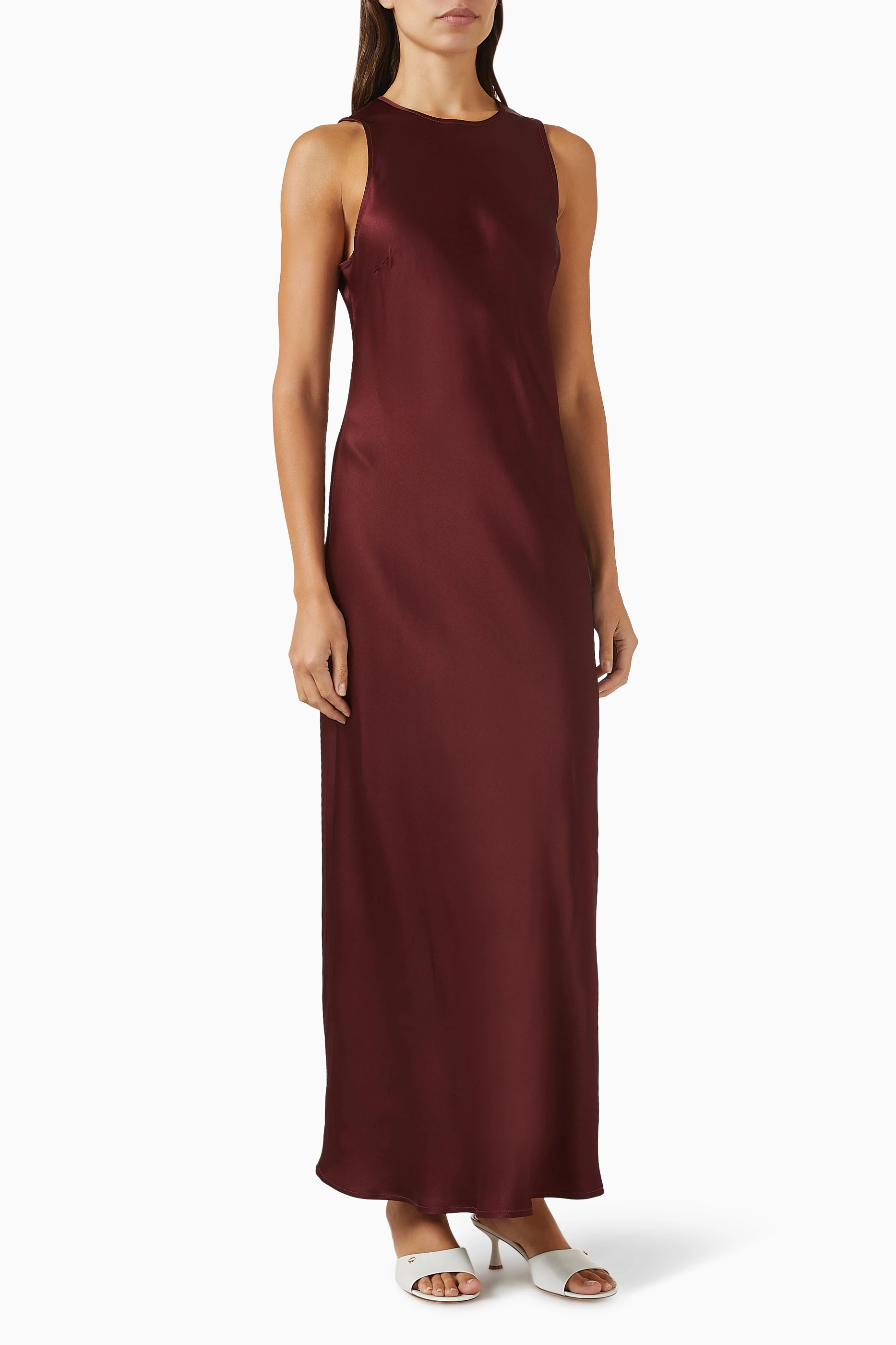 asceno valencia silk satin slip dress ASCENO Valencia Dress in Cocoa