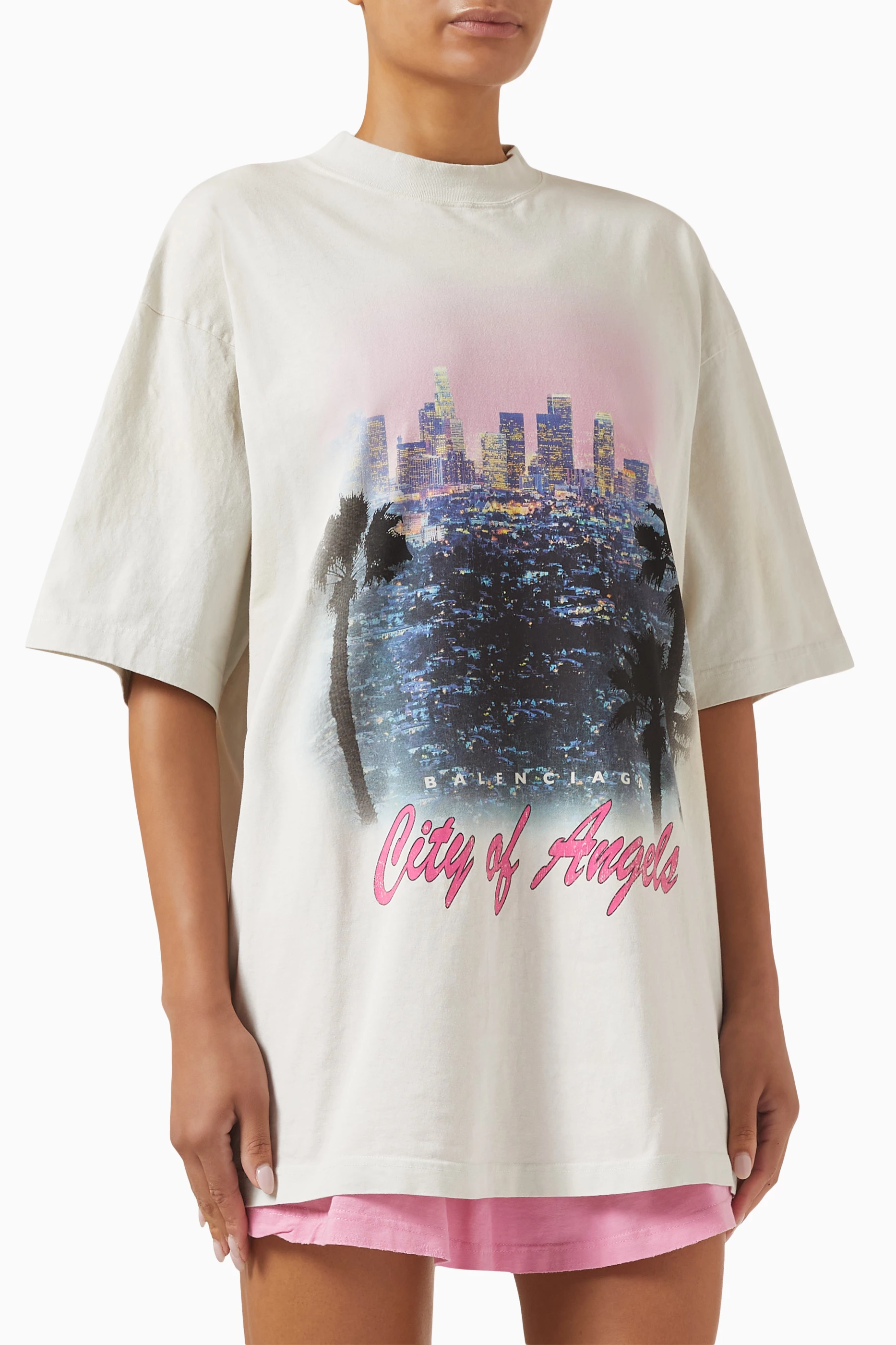 【 BALENCIAGA 】 City Of Angels Tシャツ ドレス T-shirt Dress Women's City Of Angels T-shirt Dress in Black Faded