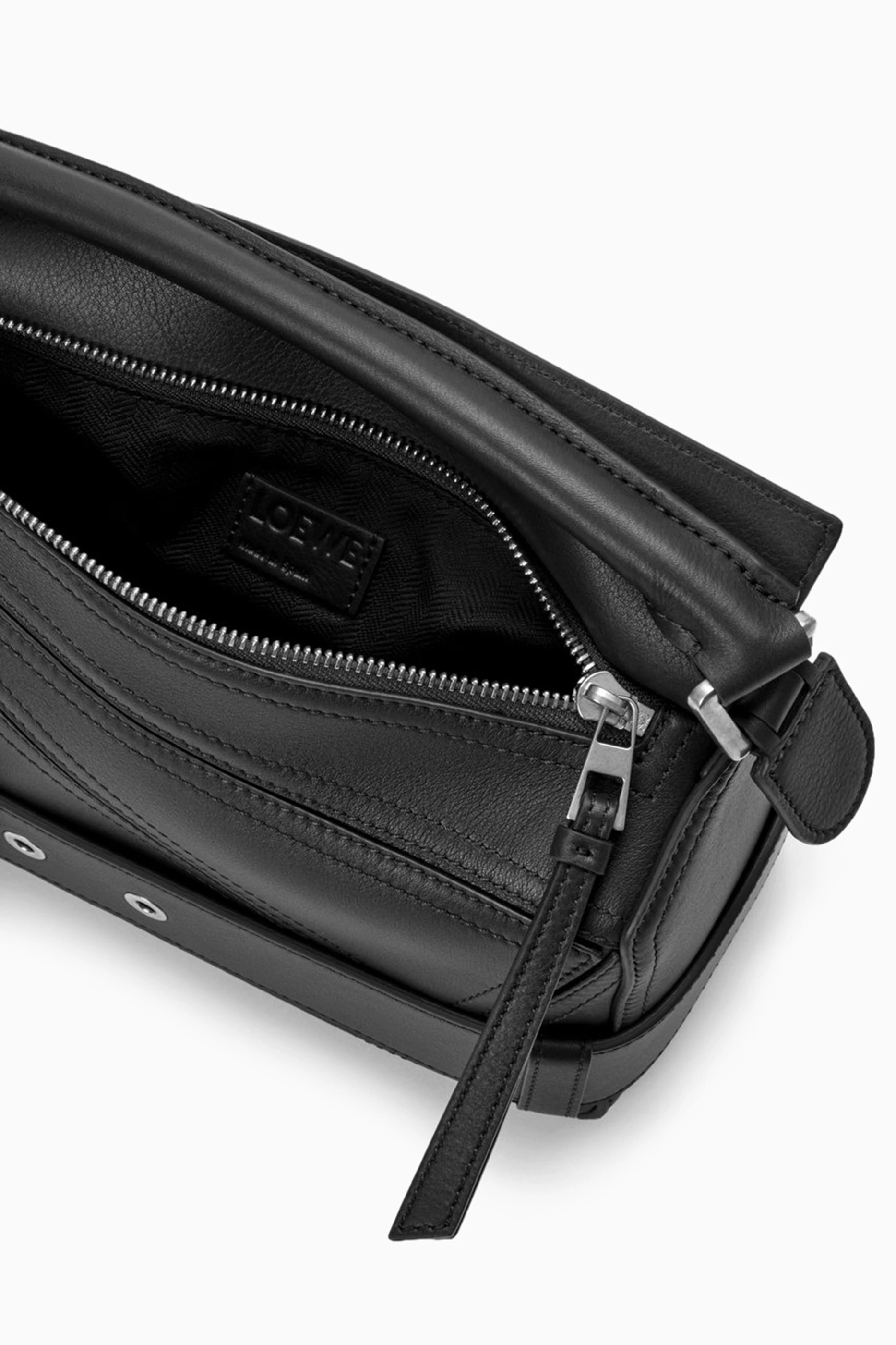 Buy LOEWE Black Small Puzzle Biker Bag in Shiny Calfskin for