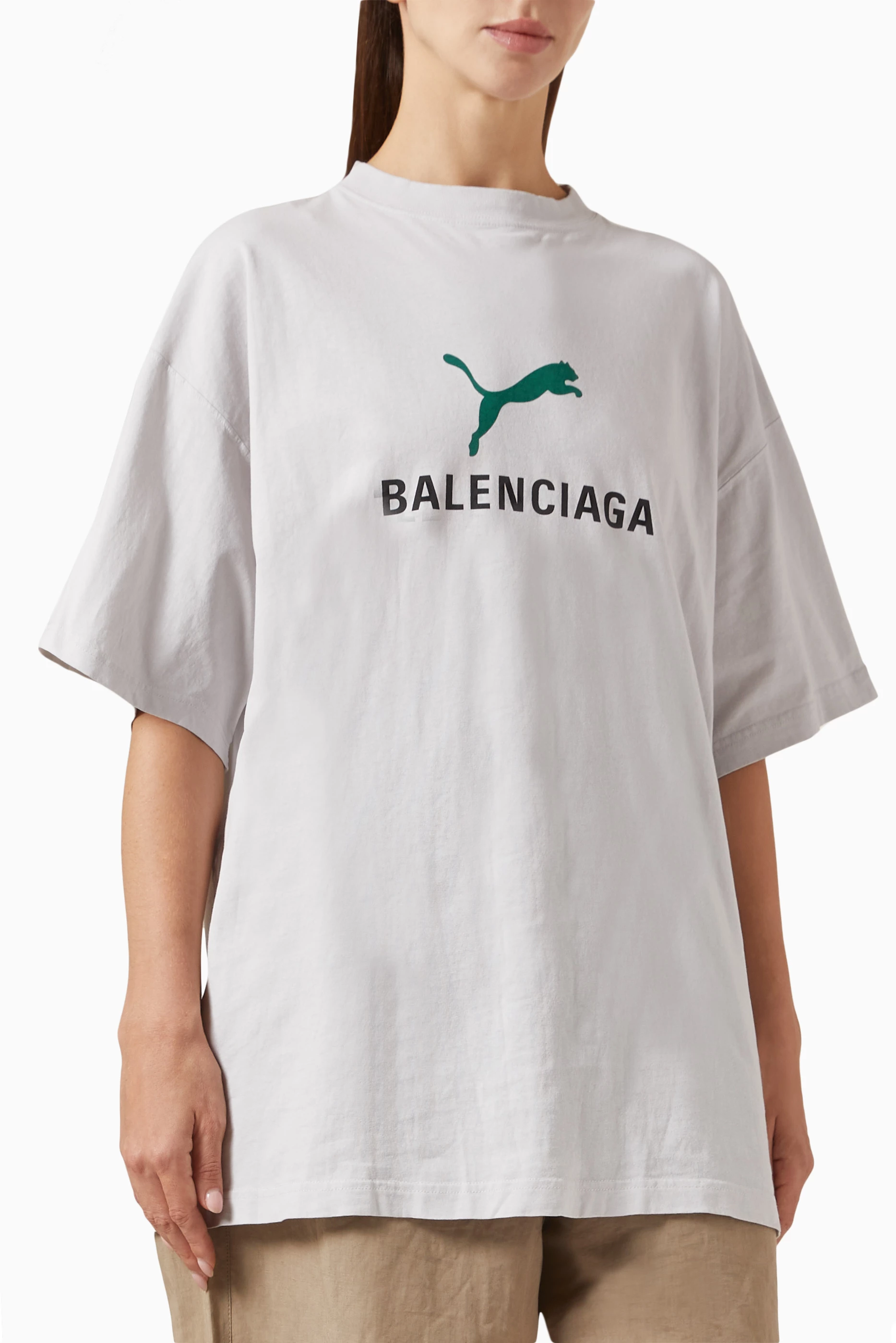 Buy Balenciaga White x Puma Unisex Logo Oversized T-shirt in