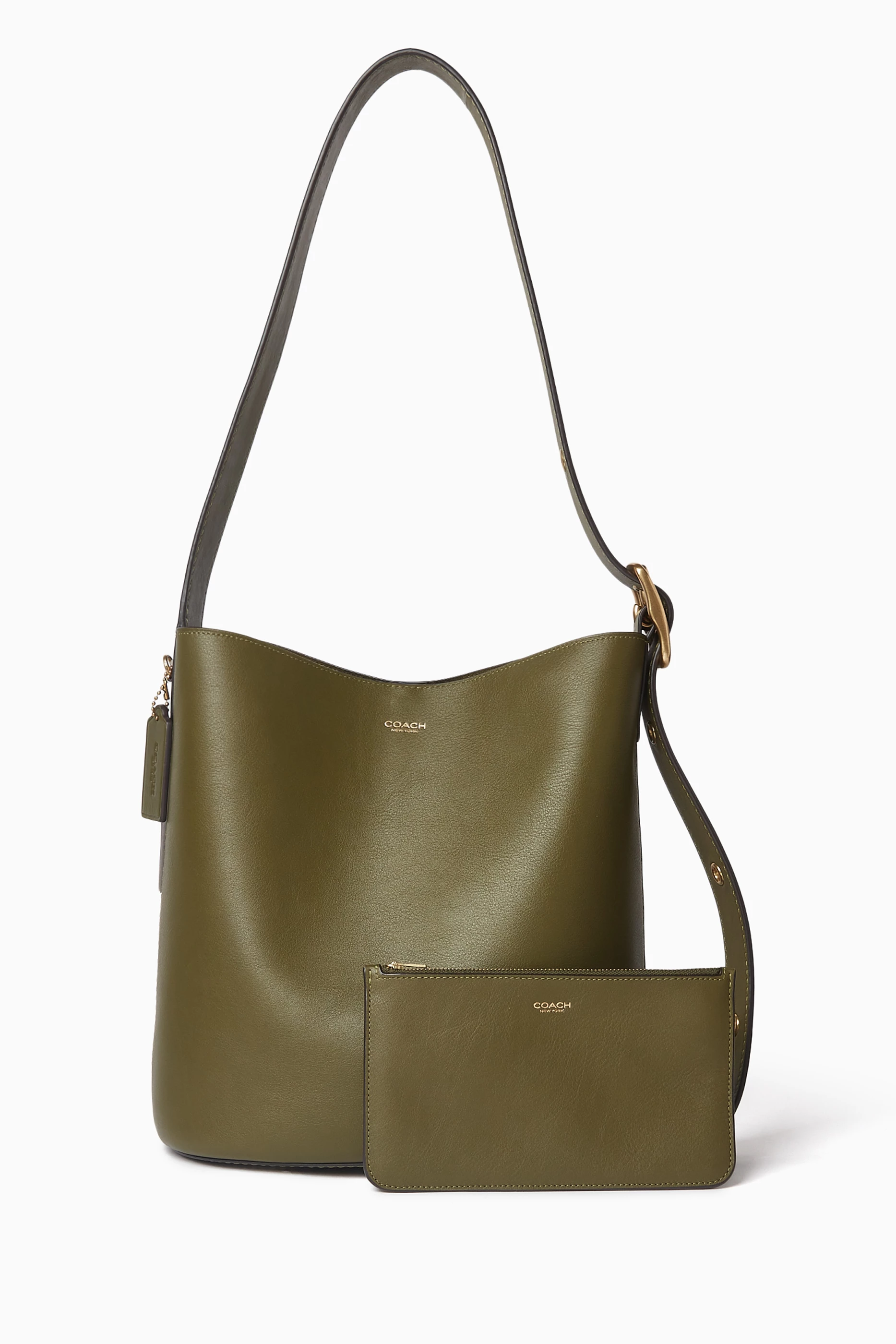 Buy Coach Green Bleecker Bucket Bag in Grained Leather for Women