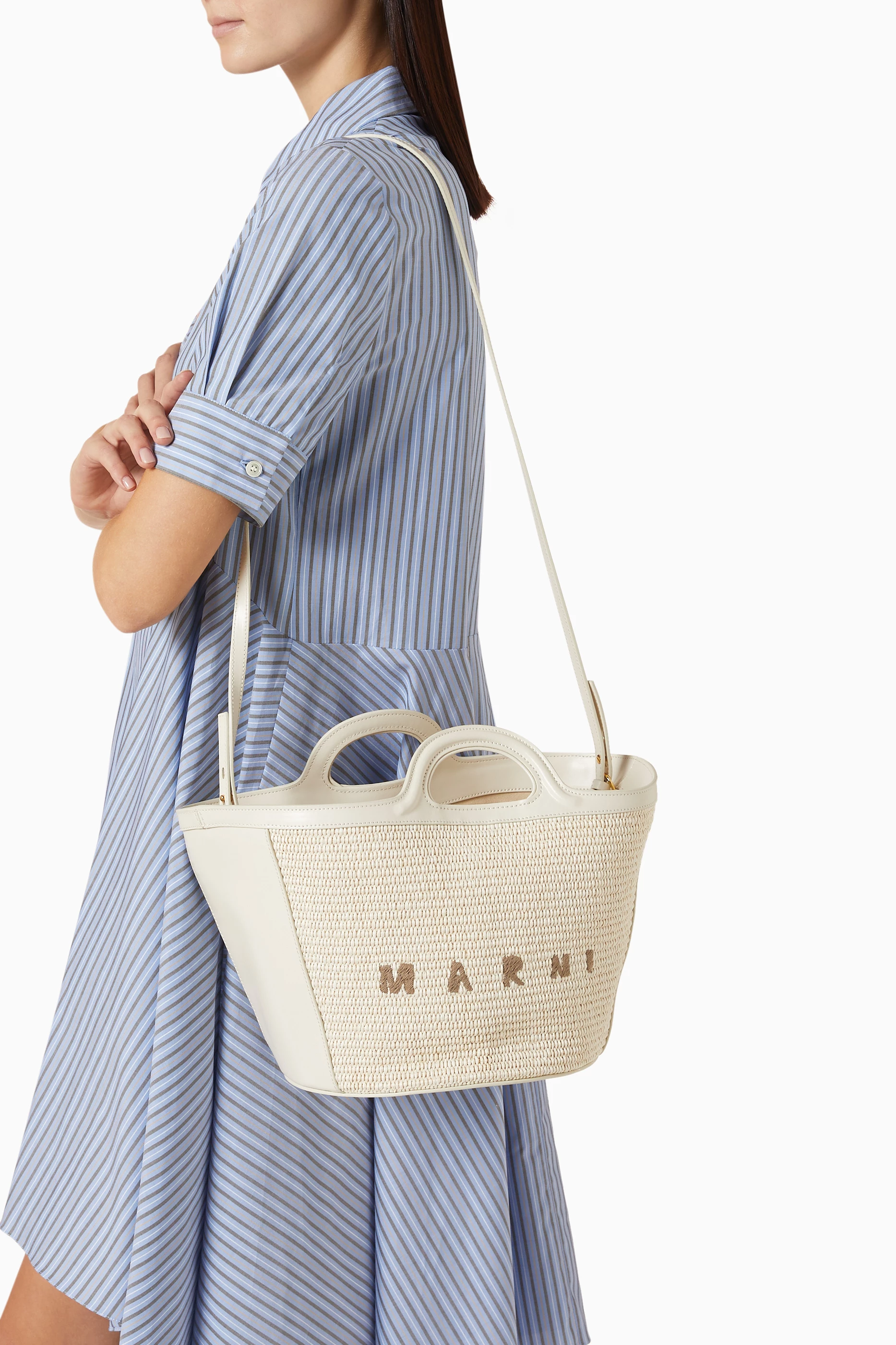 Buy Marni Neutral Small Tropicalia Bag in Leather for Women Online