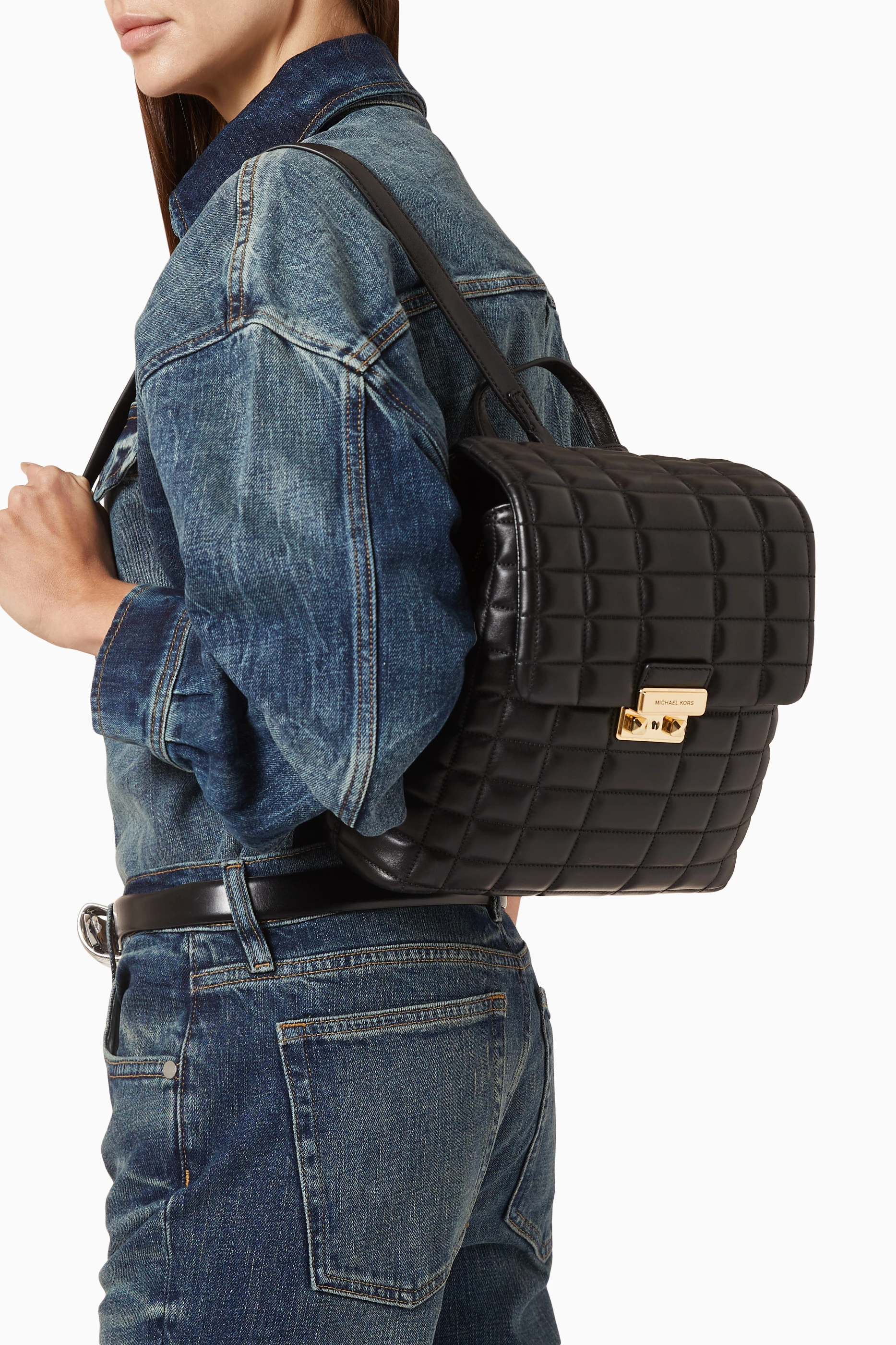 Buy Michael Kors Black Tribeca Small Backpack in Quilted 
