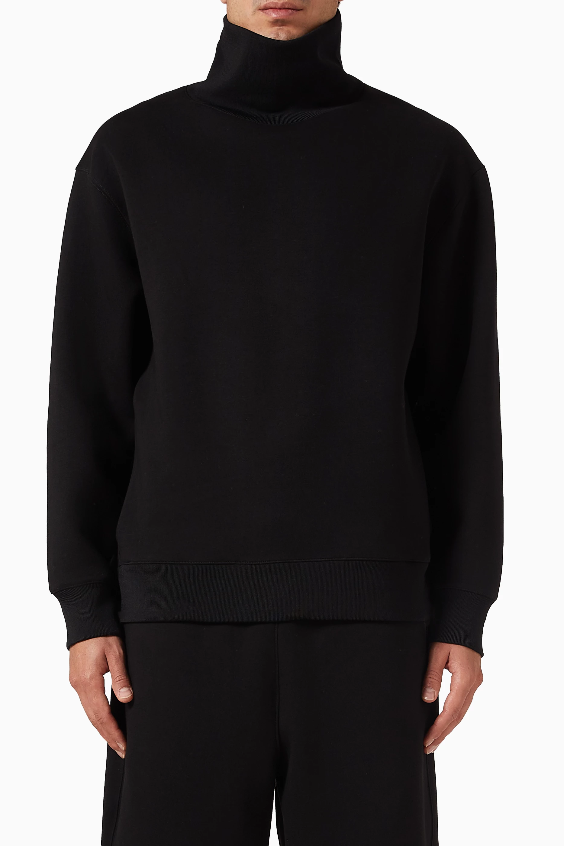 Buy COS Black Funnel-neck Sweatshirt in Scuba for Men Online