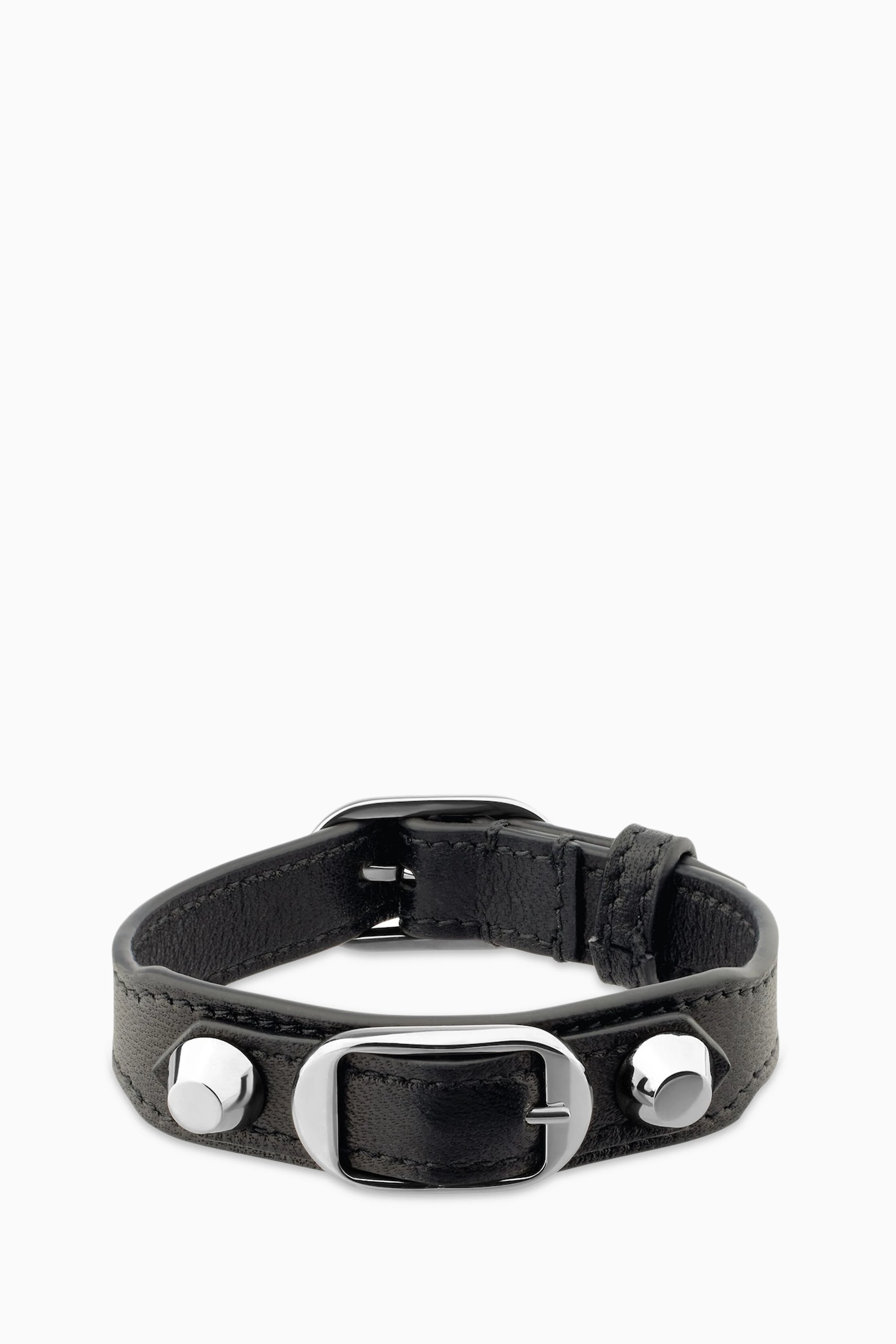 Buy Balenciaga Black City Bracelet in Arena Storico Leather for