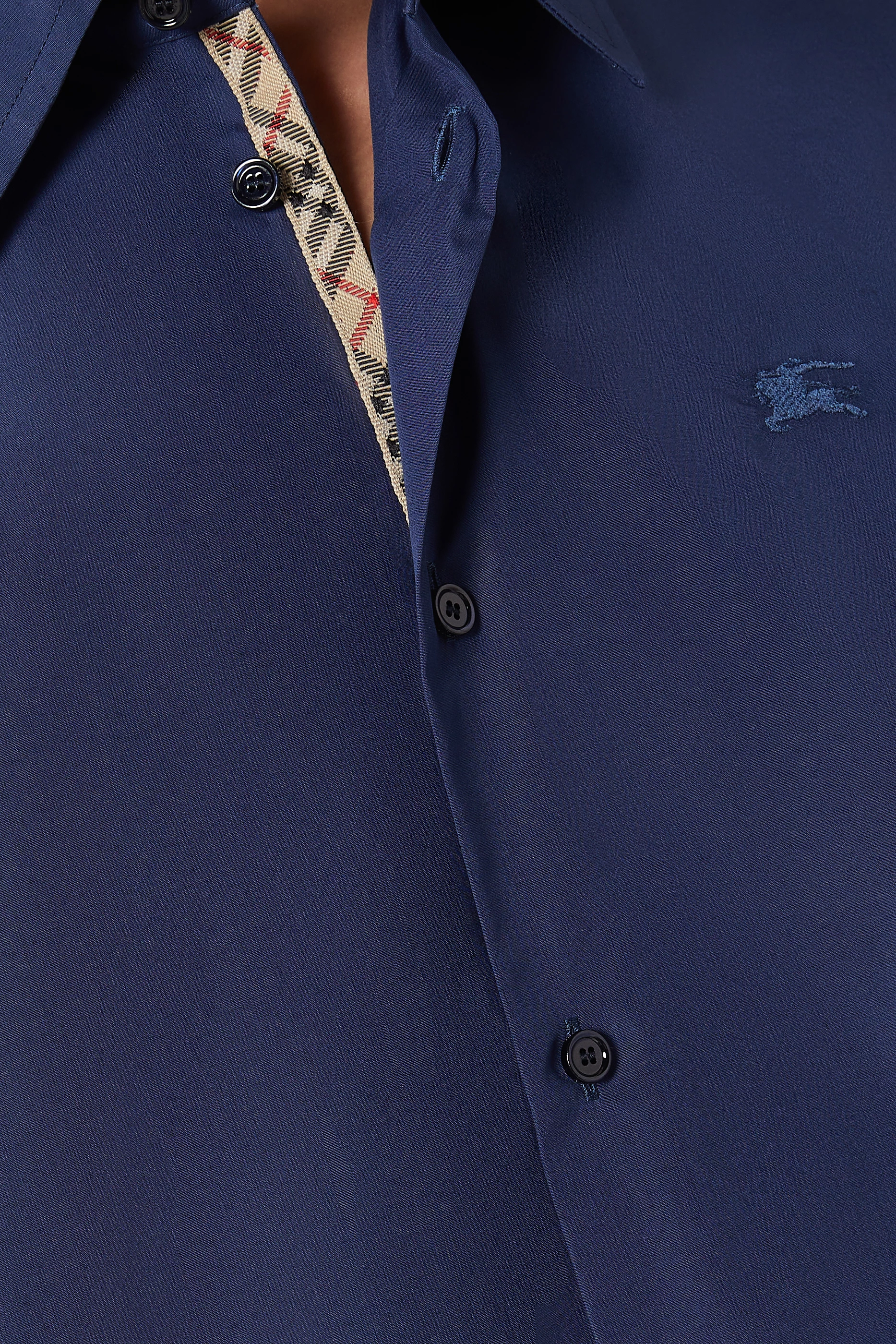 Buy Burberry Blue Embroidered Logo Shirt in Organic Cotton for Men Online |  Ounass Kuwait