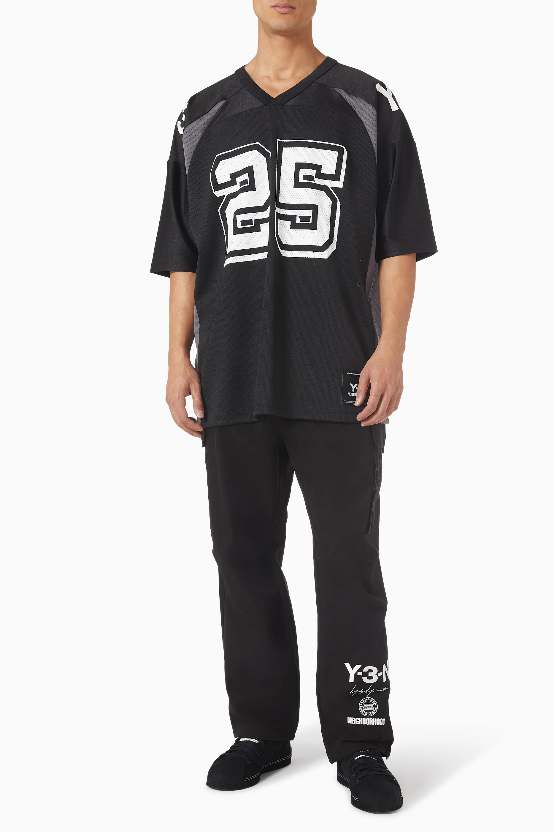 Buy Y-3 Black x Neighborhood NBHD Football Jersey in Mesh for Men