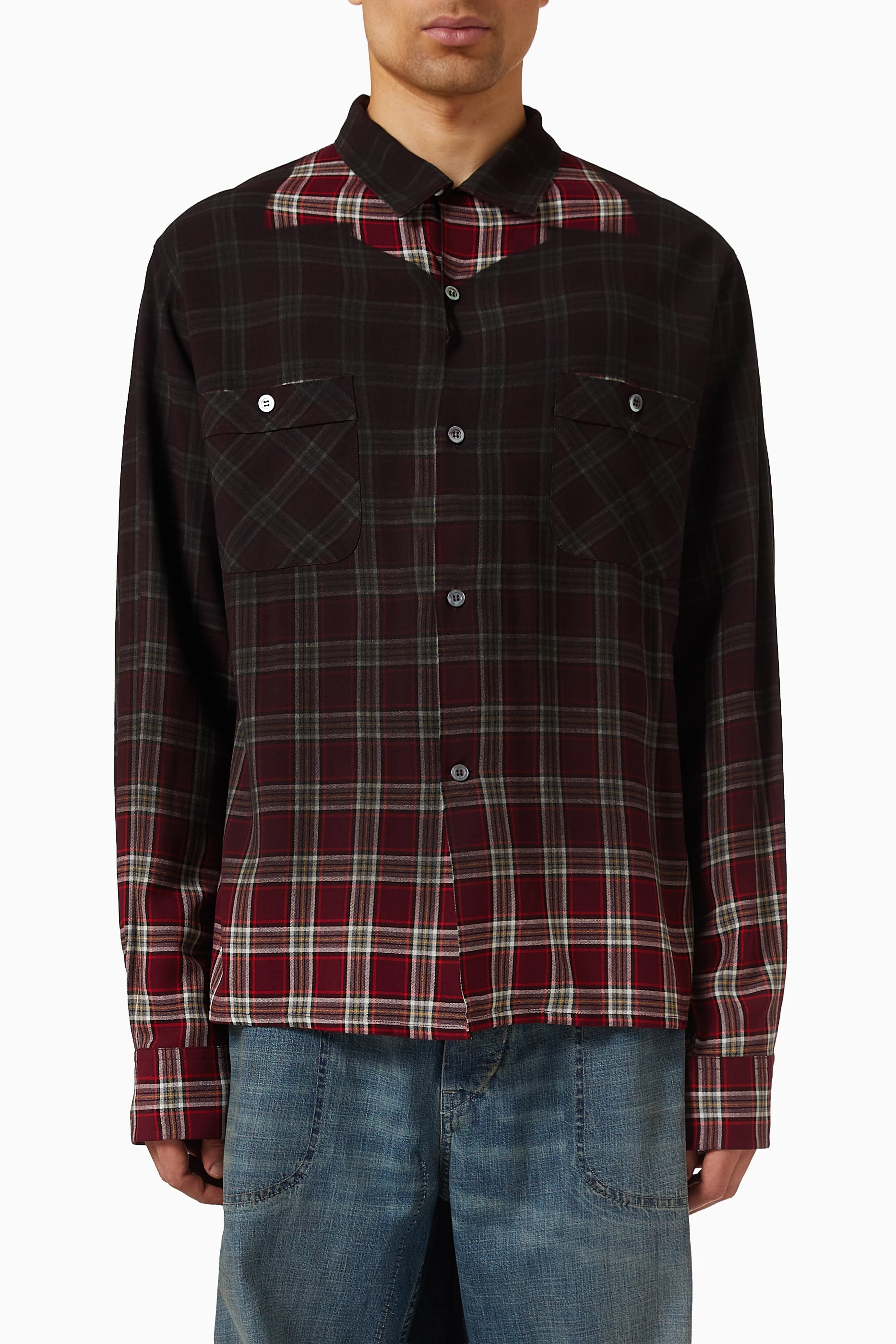 トップス Maison Margiela 16AW Ombre check shirt Buy Maison Margiela Blue Gradient Check Shirt in Viscose-rayon for