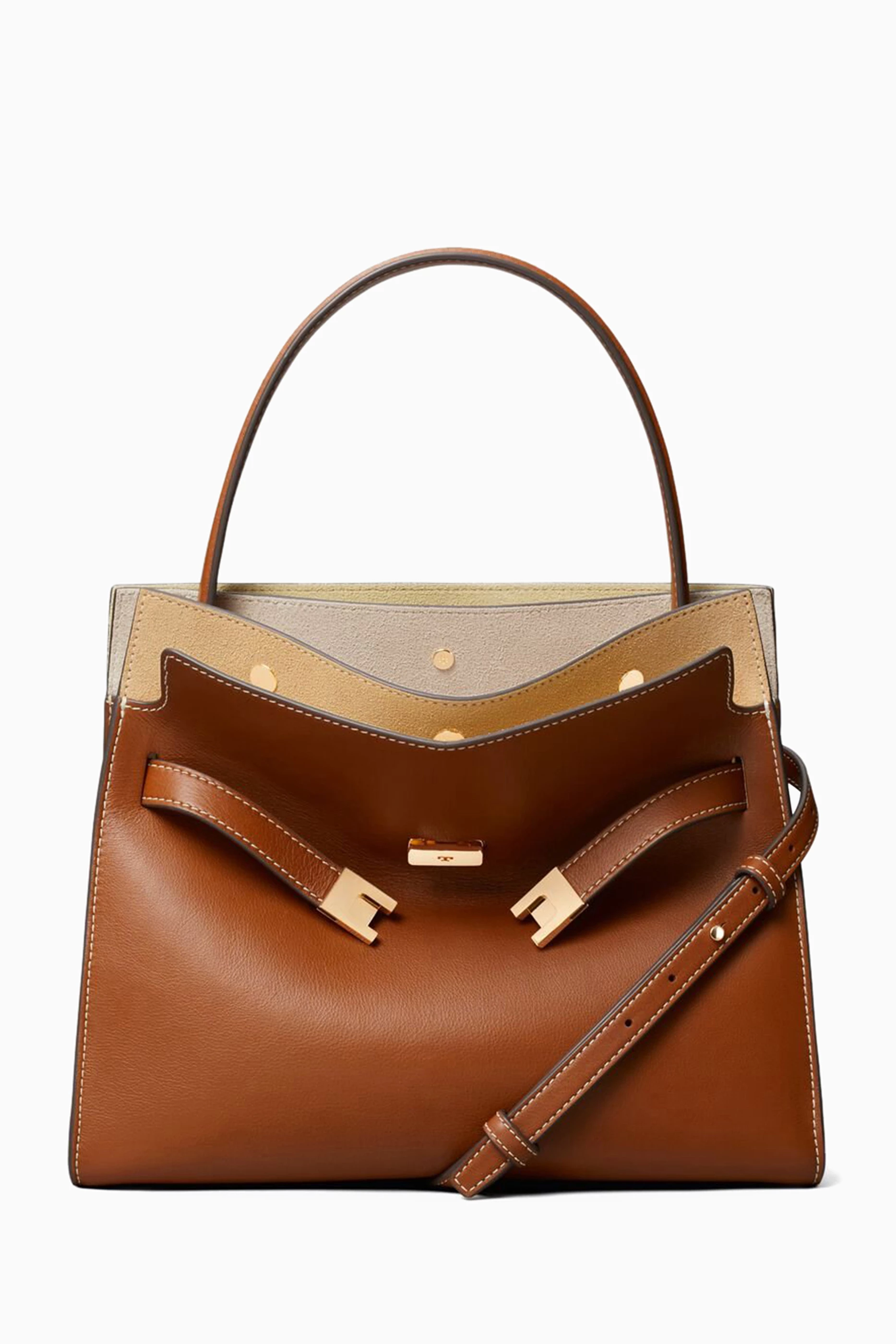 Buy Tory Burch Brown Small Lee Radziwill Double Bag for Women 