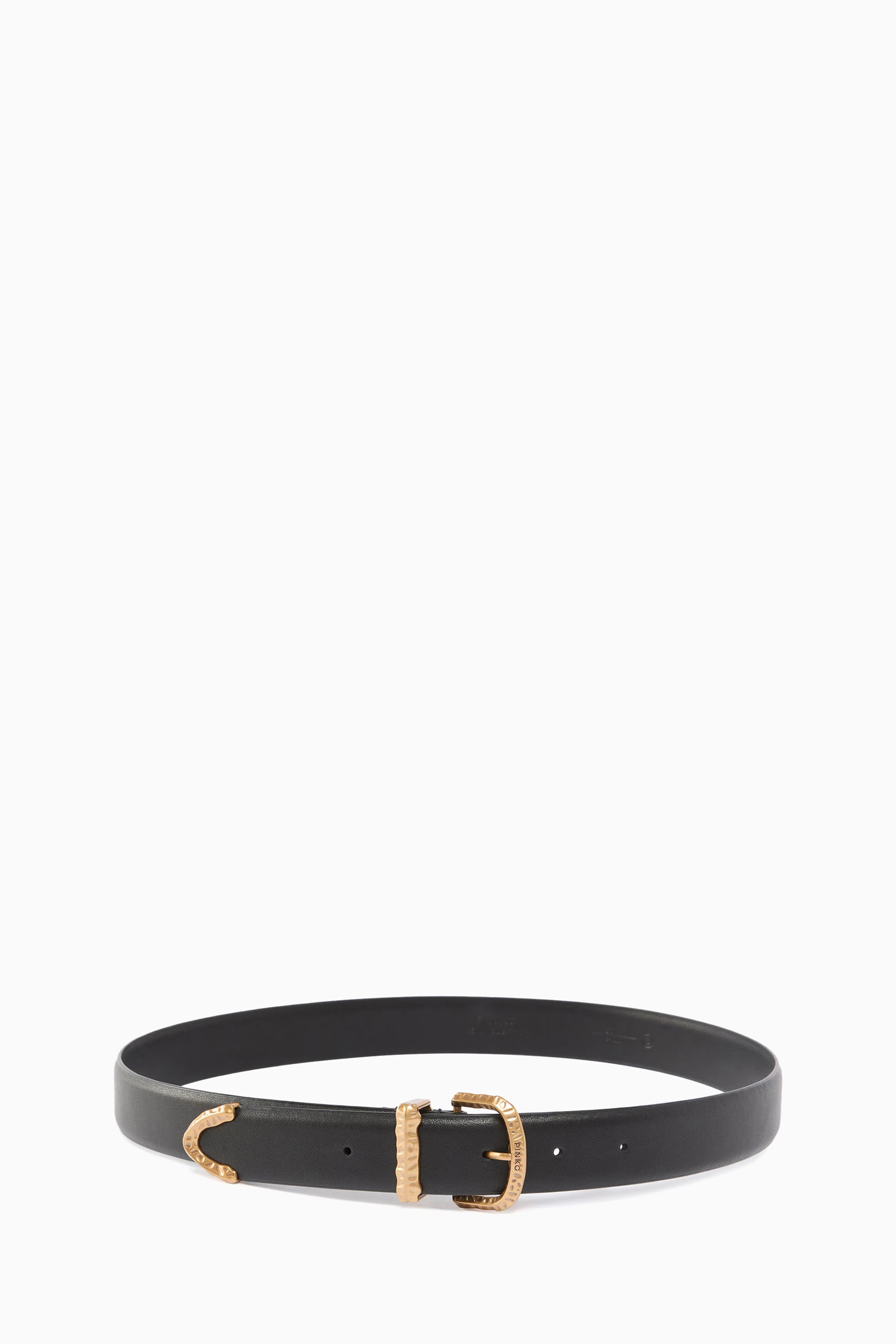 Pinko Hammered Buckle Leather Belt Pinko Leather Belt With Hammered Metal Buckle 3 Cm Silk  main image 2