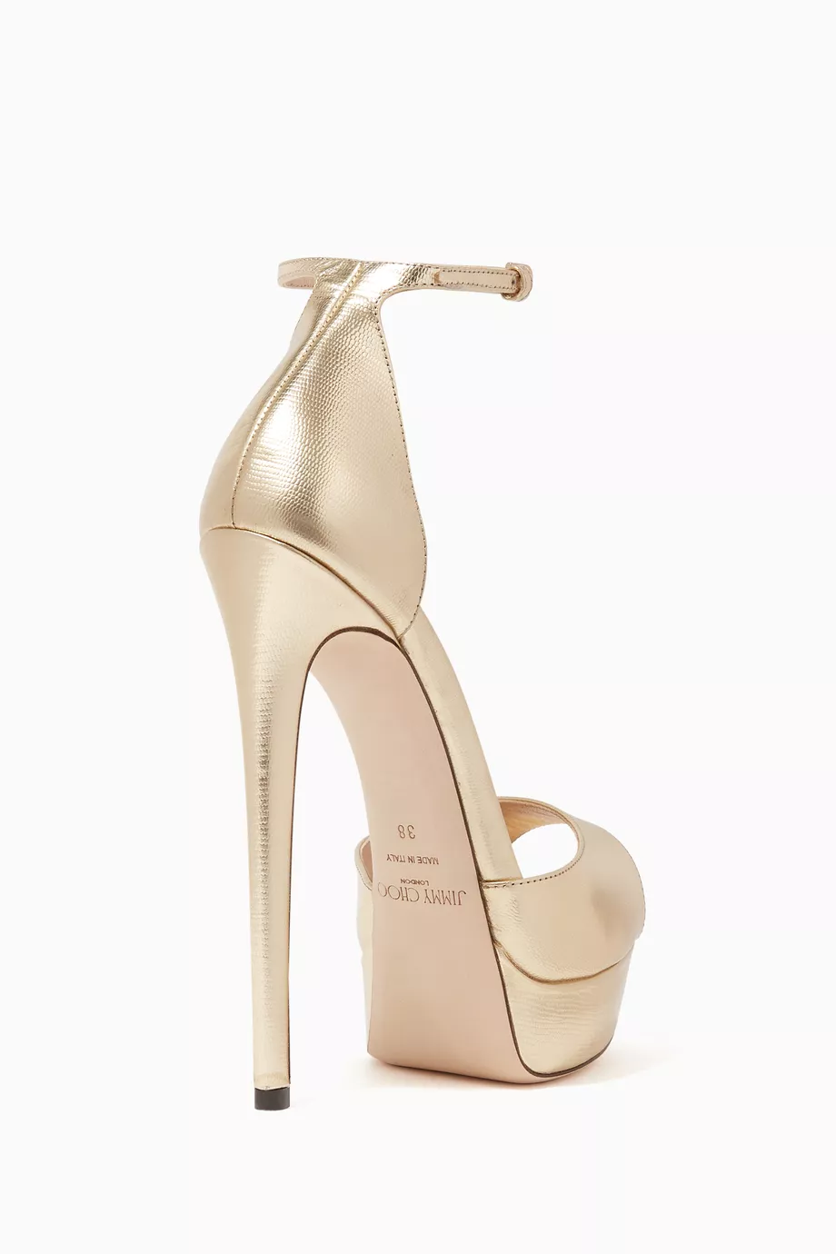 Buy Jimmy Choo Gold Max 150 Metallic Leather Platform Sandals
