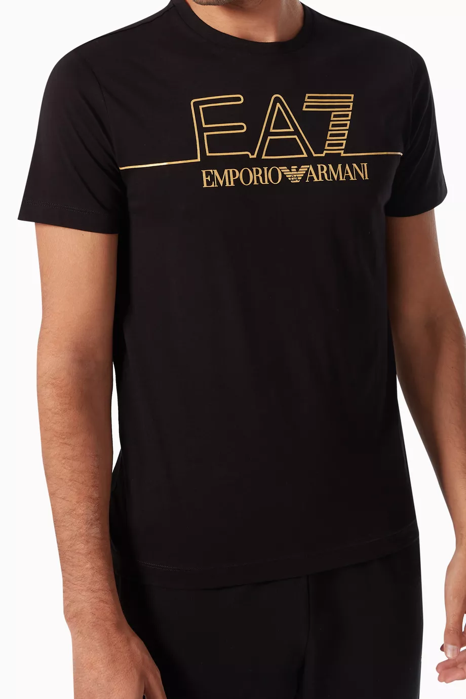 Ea7 gold t shirt store
