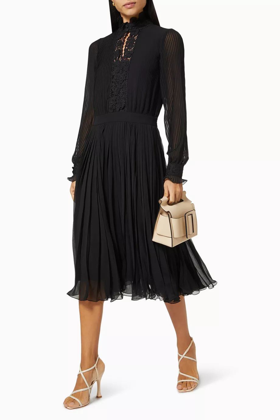 Pleated georgette dress ralph lauren discount