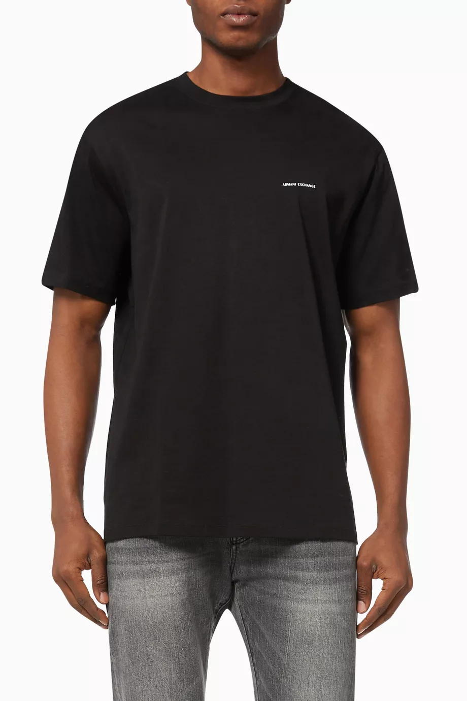 Shop Armani Exchange Black AX Logo T-shirt in Cotton Jersey for MEN |  Ounass Kuwait