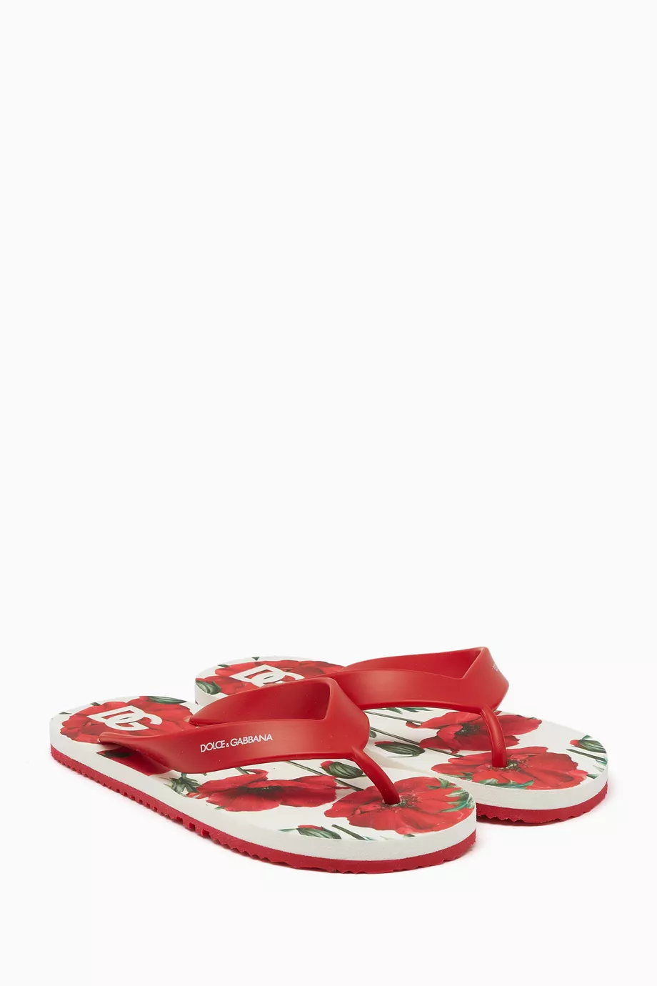 Shop Dolce & Gabbana Red Happy Garden Flip Flops in Rubber for KIDS |  Ounass Kuwait