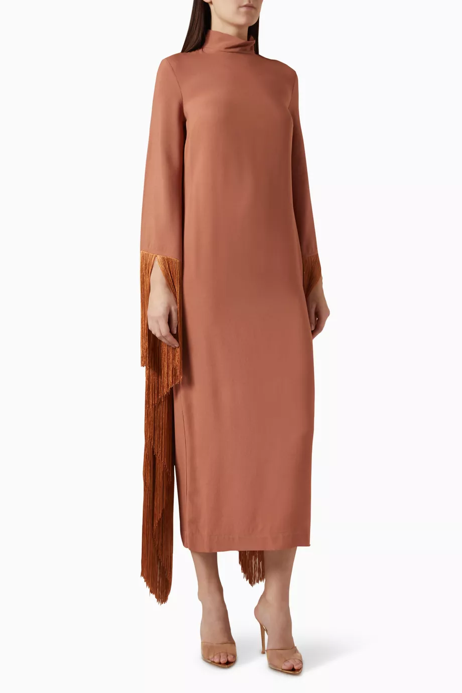Del Mar fringed crÃªpe midi dress